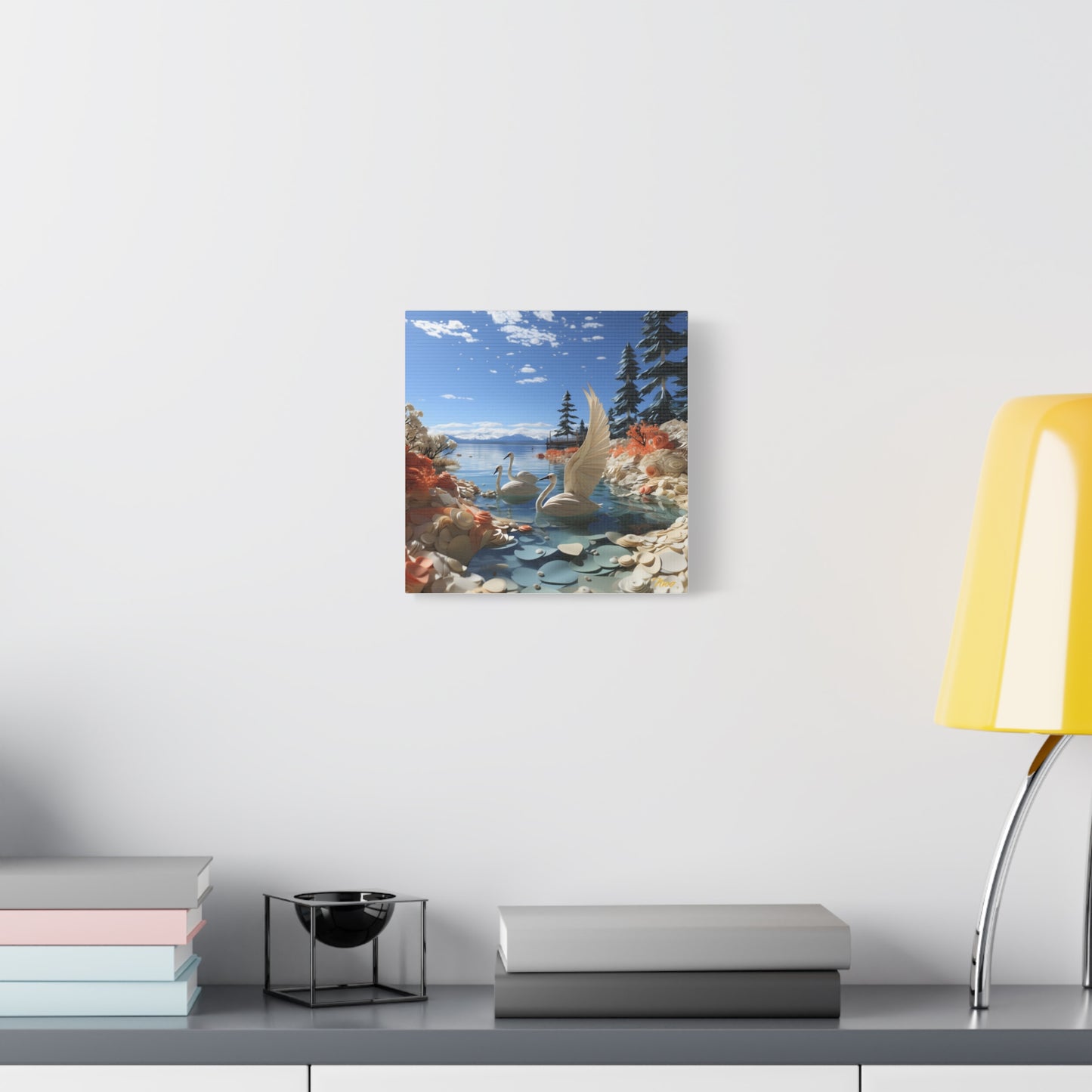 Atop The Mountain Lakeshore Series Print #1 - Streched Matte Canvas Print, 1.25" Thick