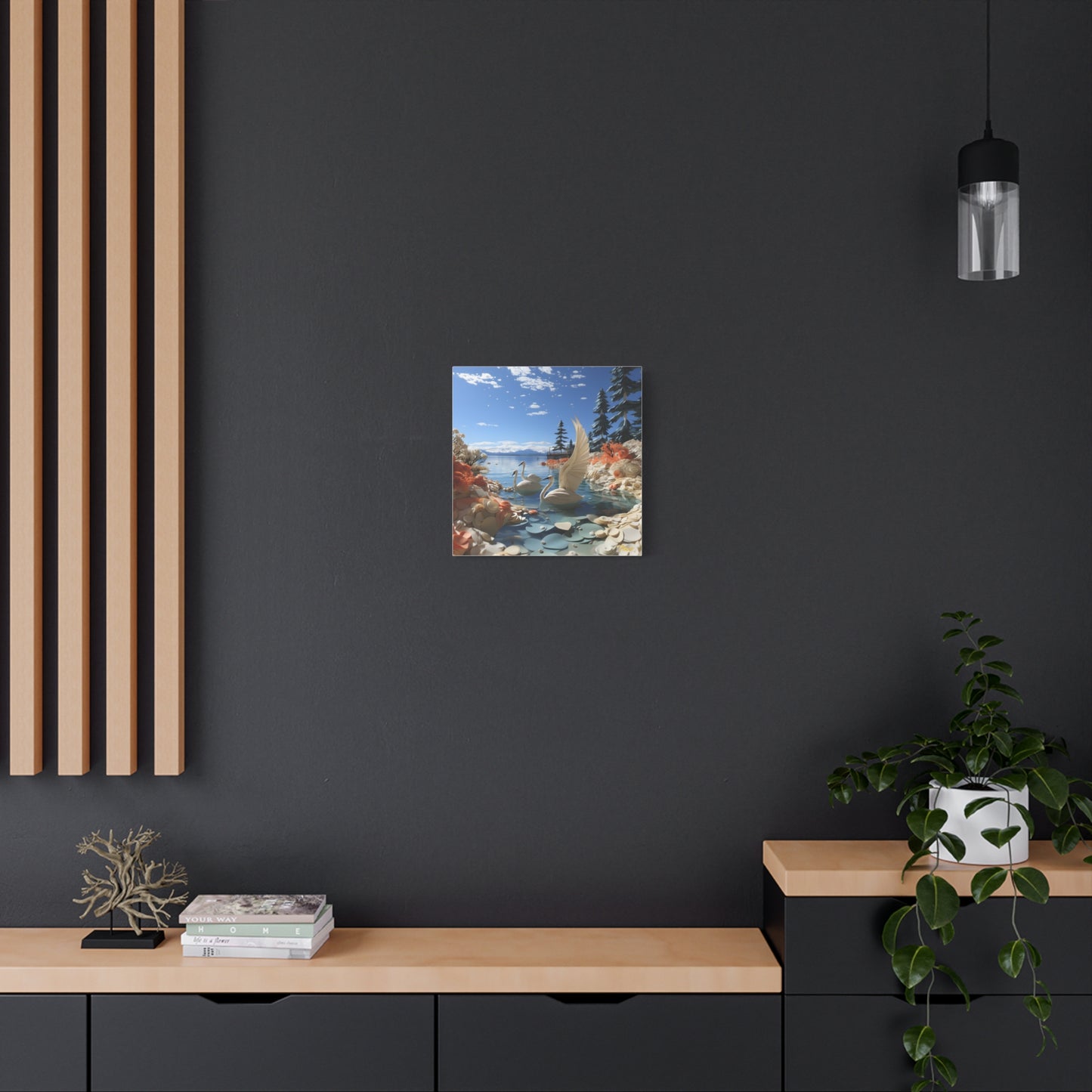 Atop The Mountain Lakeshore Series Print #1 - Streched Matte Canvas Print, 1.25" Thick