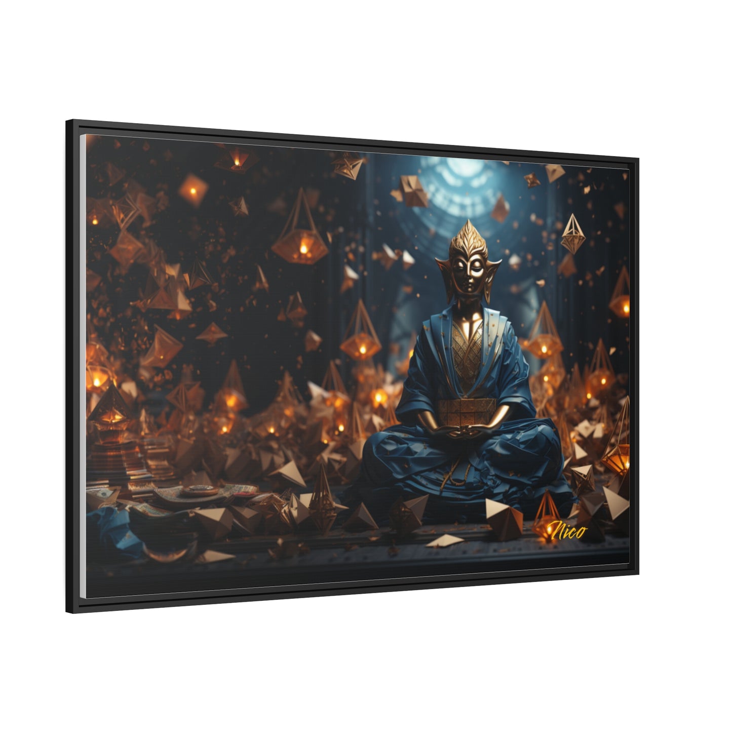 Ascending Buddha Series Print #1 - Black Framed Canvas Print