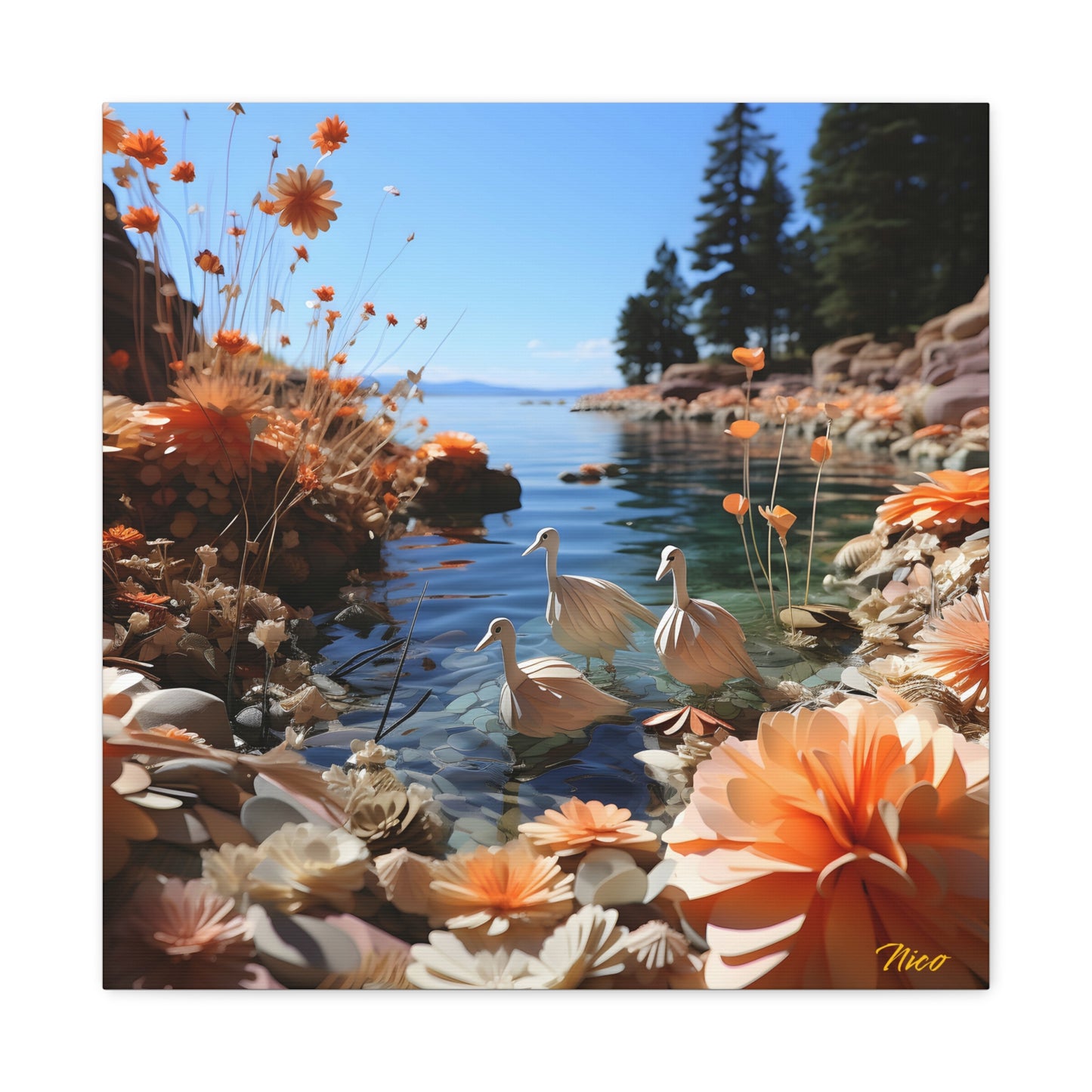 Atop The Mountain Lakeshore Series Print #4 - Streched Matte Canvas Print, 1.25" Thick