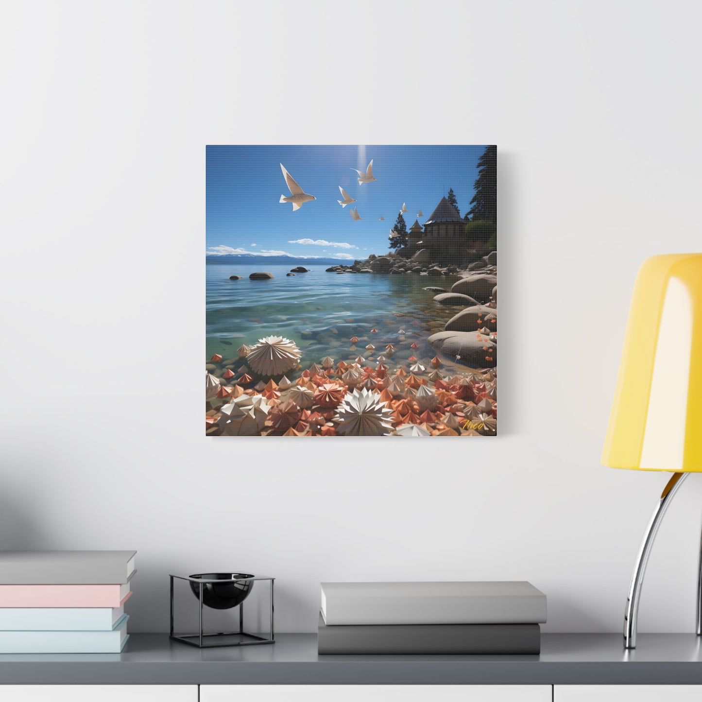 Atop The Mountain Lakeshore Series Print #3 - Streched Matte Canvas Print, 1.25" Thick