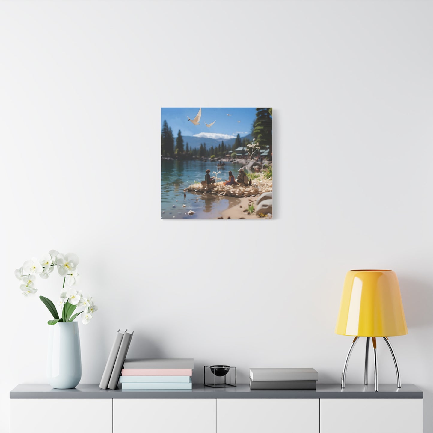 Atop The Mountain Lakeshore Series Print #7 - Streched Matte Canvas Print, 1.25" Thick