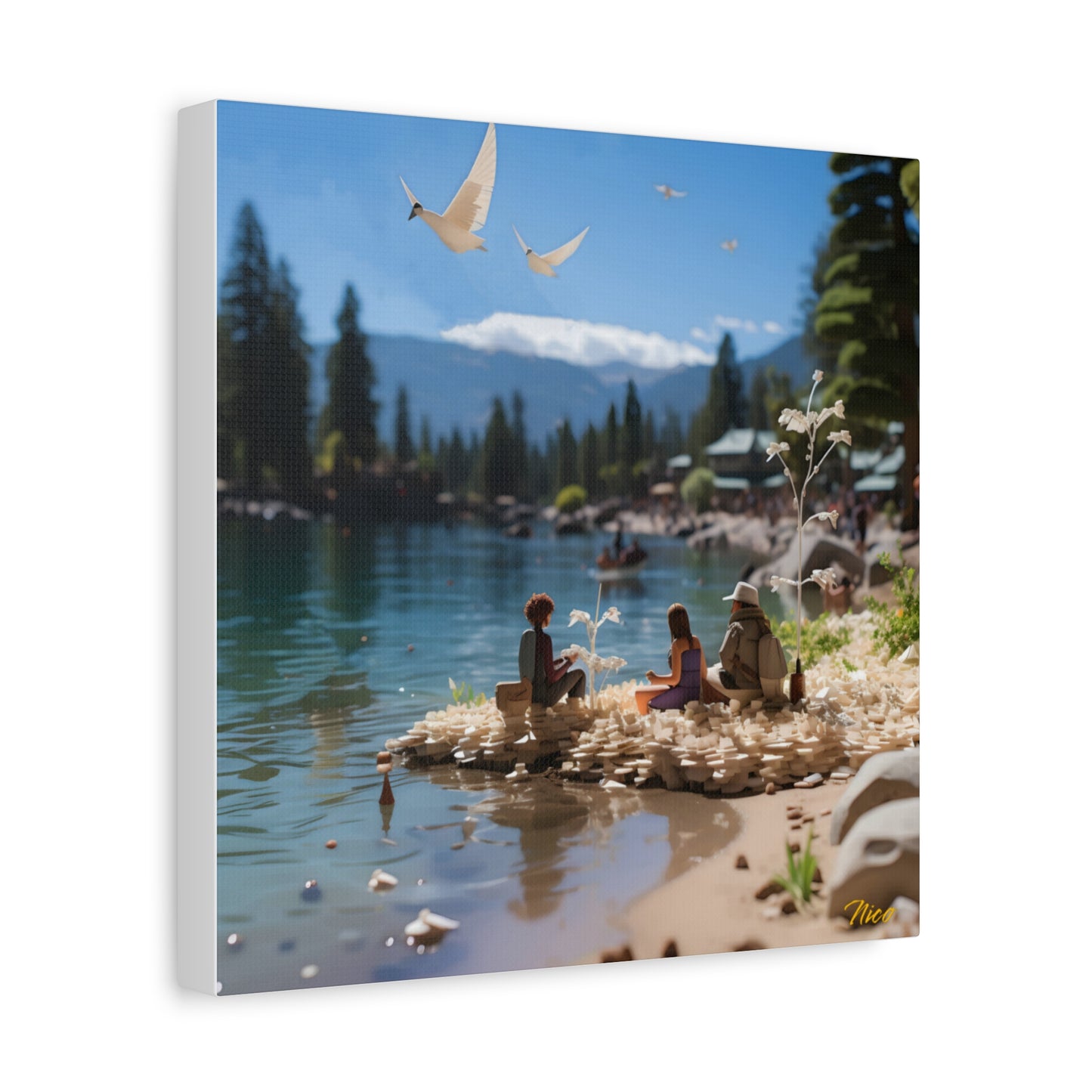 Atop The Mountain Lakeshore Series Print #7 - Streched Matte Canvas Print, 1.25" Thick