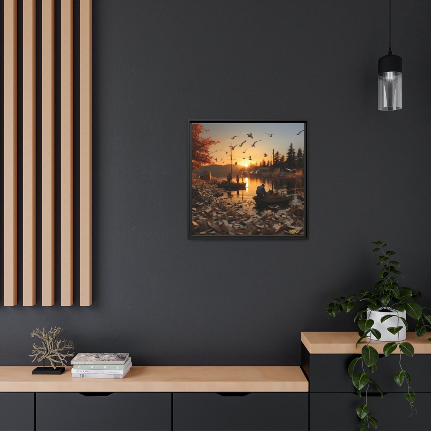 On The Docks By The Bay Series Print #4 - Black Framed Canvas Print