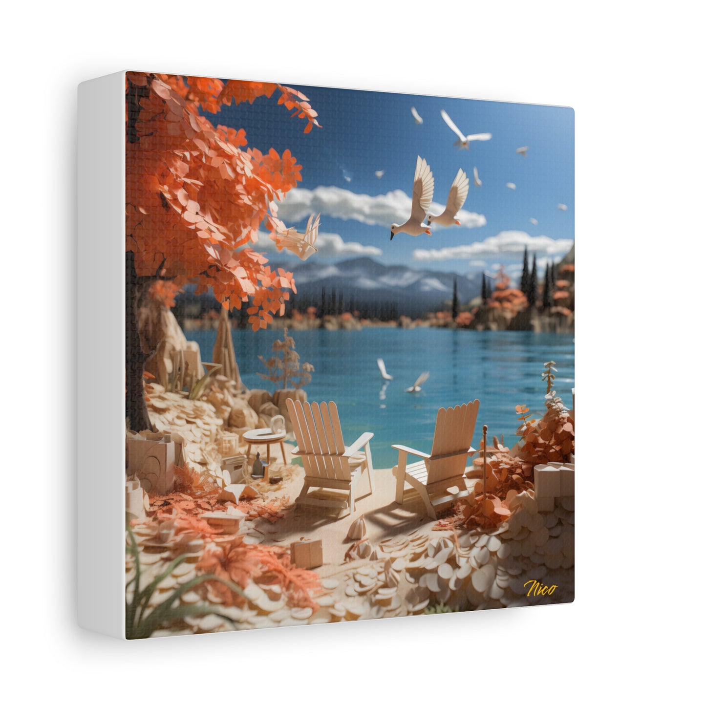 Atop The Mountain Lakeshore Series Print #10 - Streched Matte Canvas Print, 1.25" Thick