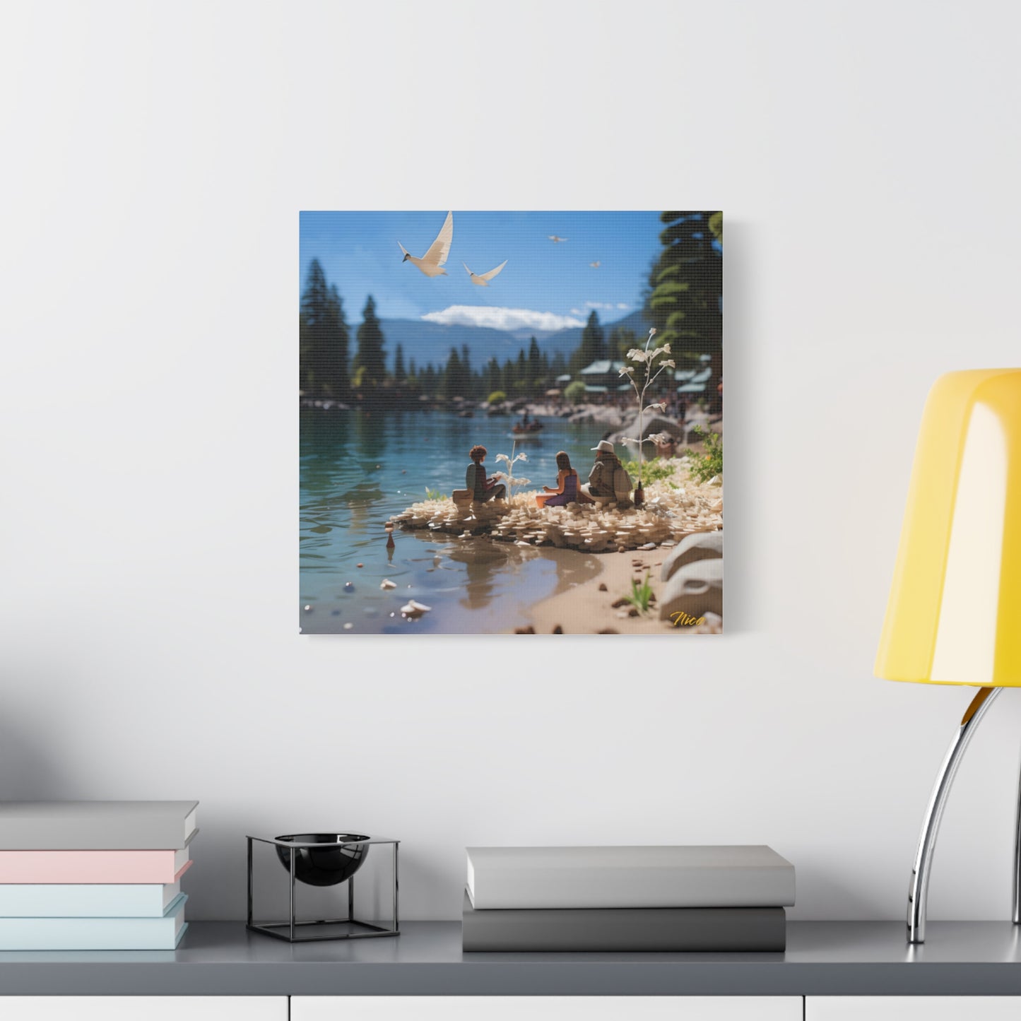 Atop The Mountain Lakeshore Series Print #7 - Streched Matte Canvas Print, 1.25" Thick