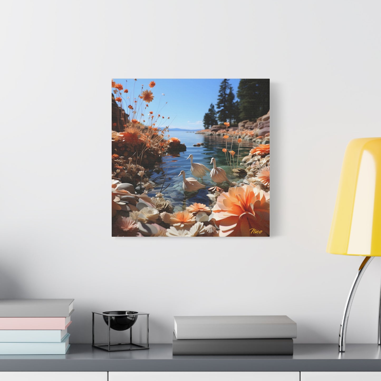 Atop The Mountain Lakeshore Series Print #4 - Streched Matte Canvas Print, 1.25" Thick