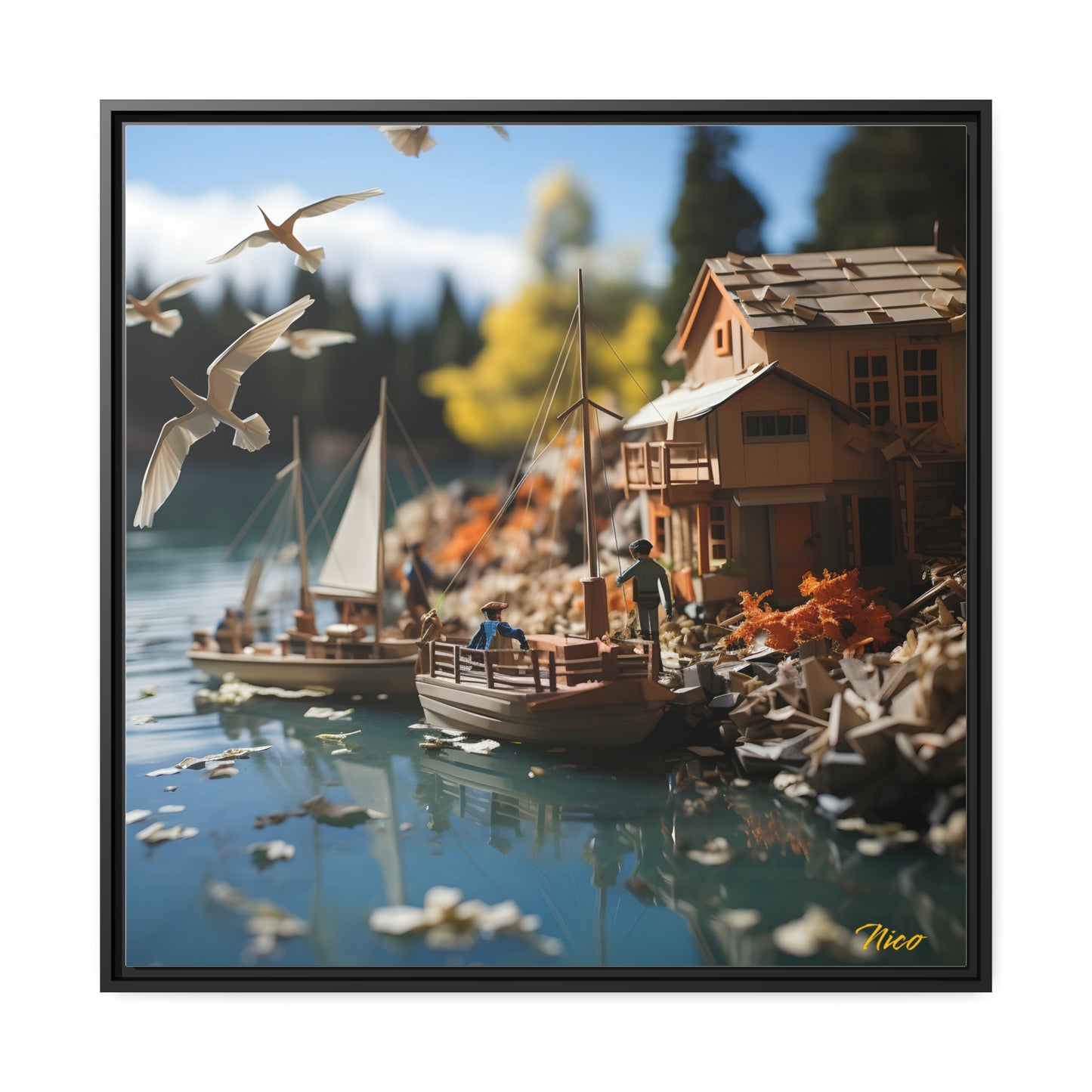On The Docks By The Bay Series Print #8 - Black Framed Canvas Print