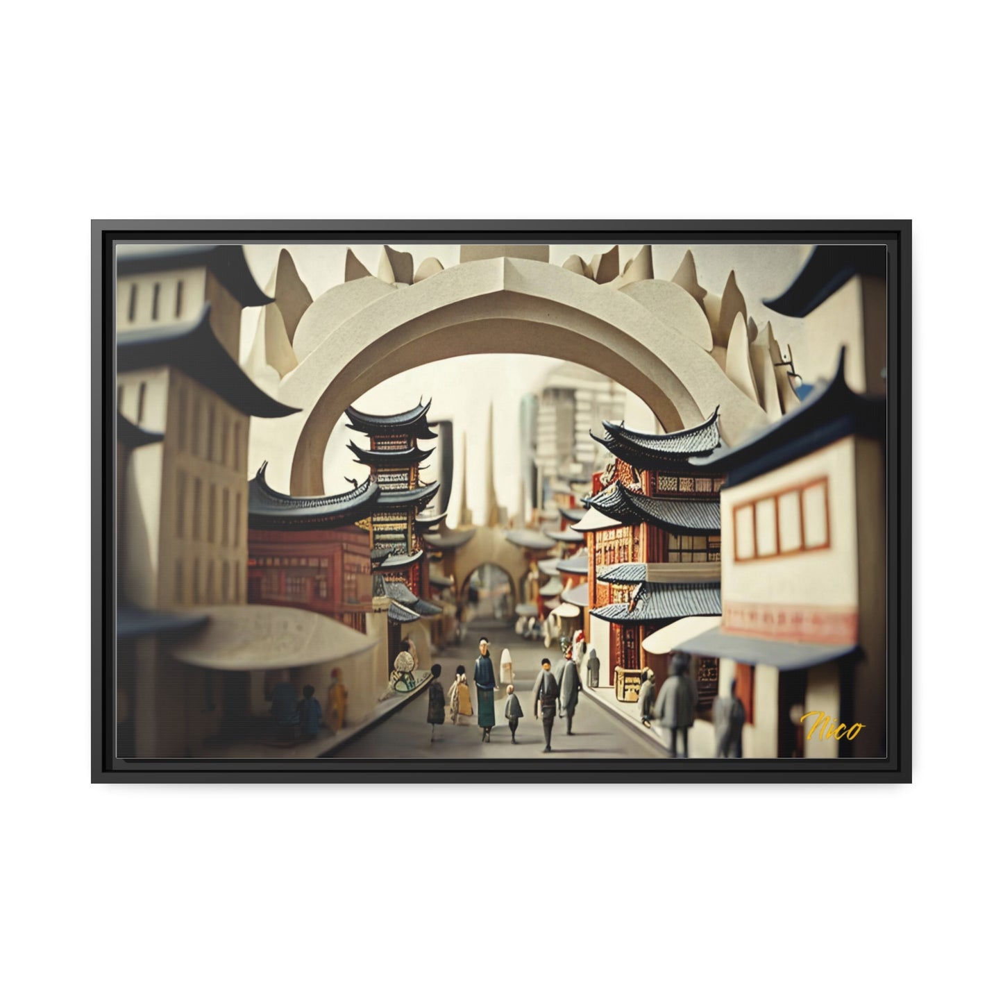 Via The Metropolis Series Print #3 - Extended Black Framed Matte Canvas Print