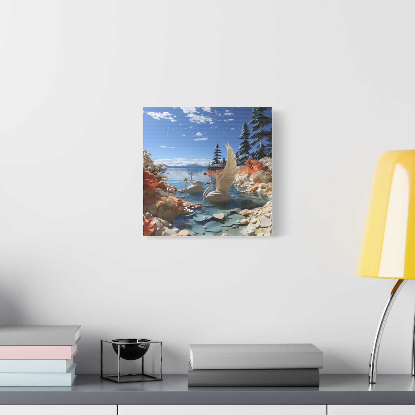 Atop The Mountain Lakeshore Series Print #1 - Streched Matte Canvas Print, 1.25" Thick