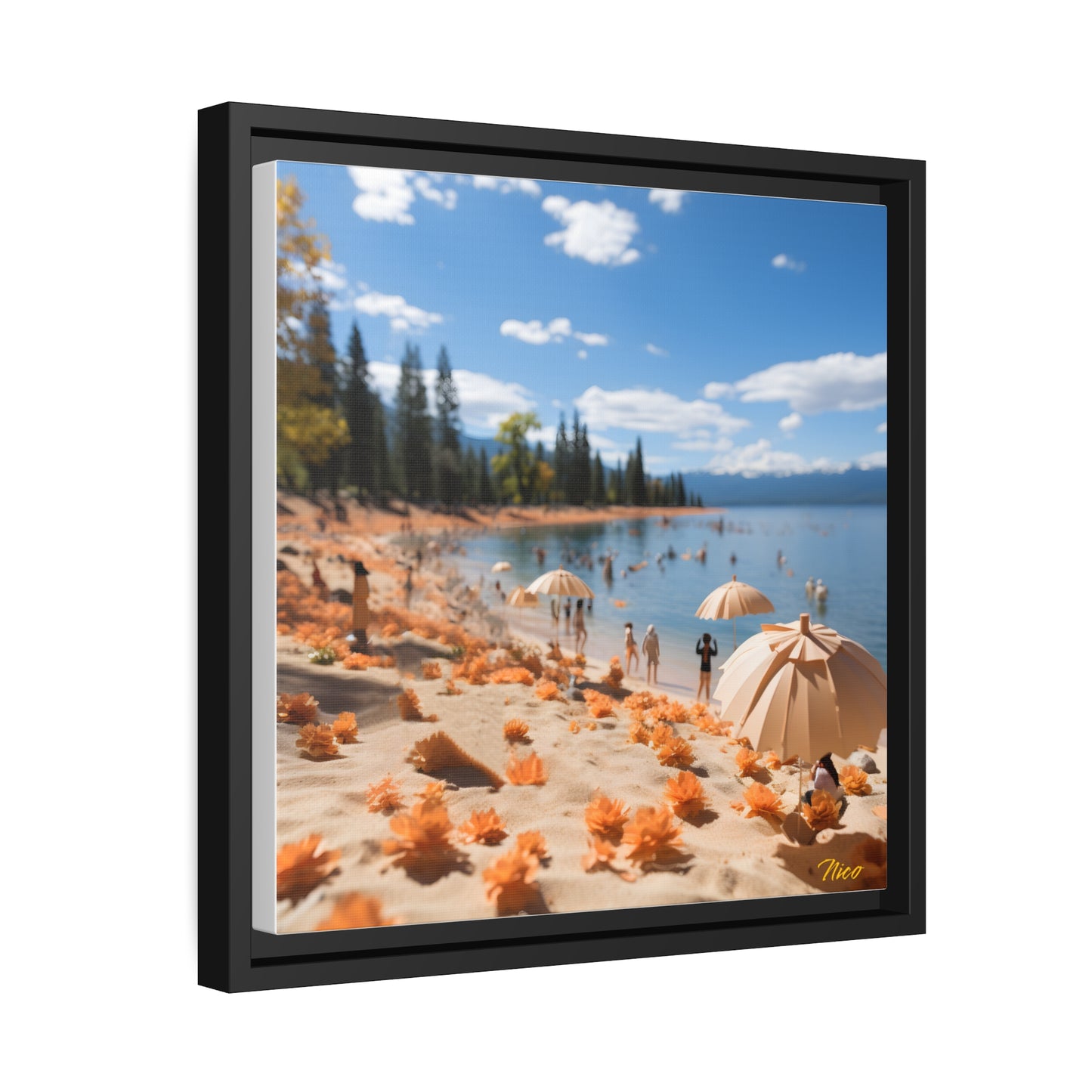 Atop The Mountain Lakeshore Series Print #8 - Black Framed Canvas Print