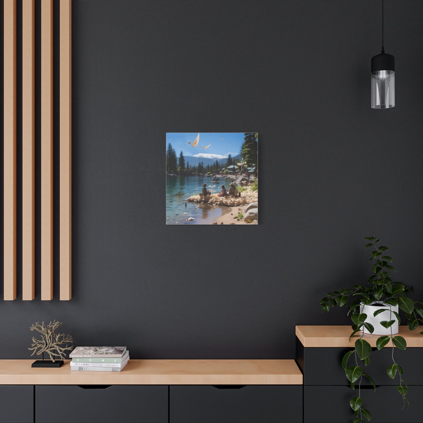 Atop The Mountain Lakeshore Series Print #7 - Streched Matte Canvas Print, 1.25" Thick