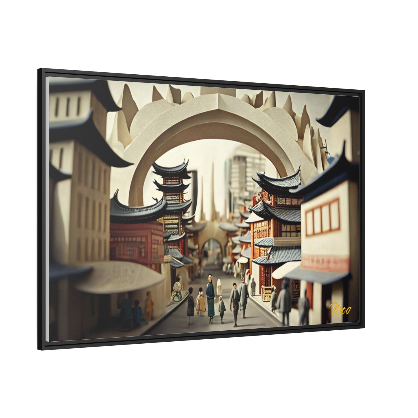 Via The Metropolis Series Print #3 - Extended Black Framed Matte Canvas Print