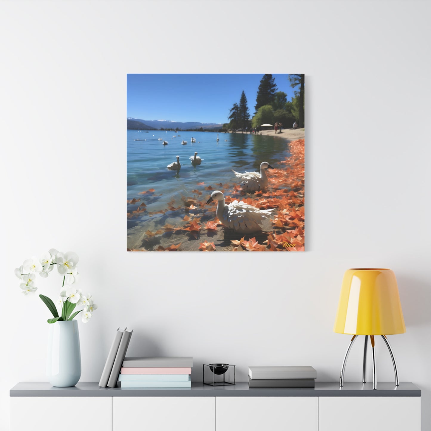 Atop The Mountain Lakeshore Series Print #2 - Streched Matte Canvas Print, 1.25" Thick