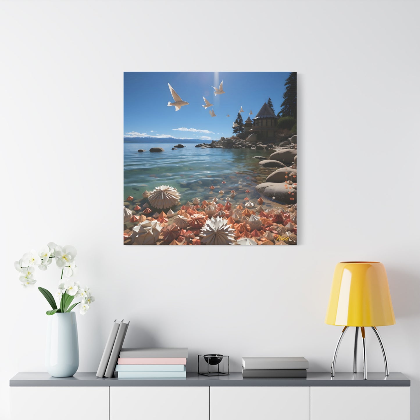 Atop The Mountain Lakeshore Series Print #3 - Streched Matte Canvas Print, 1.25" Thick