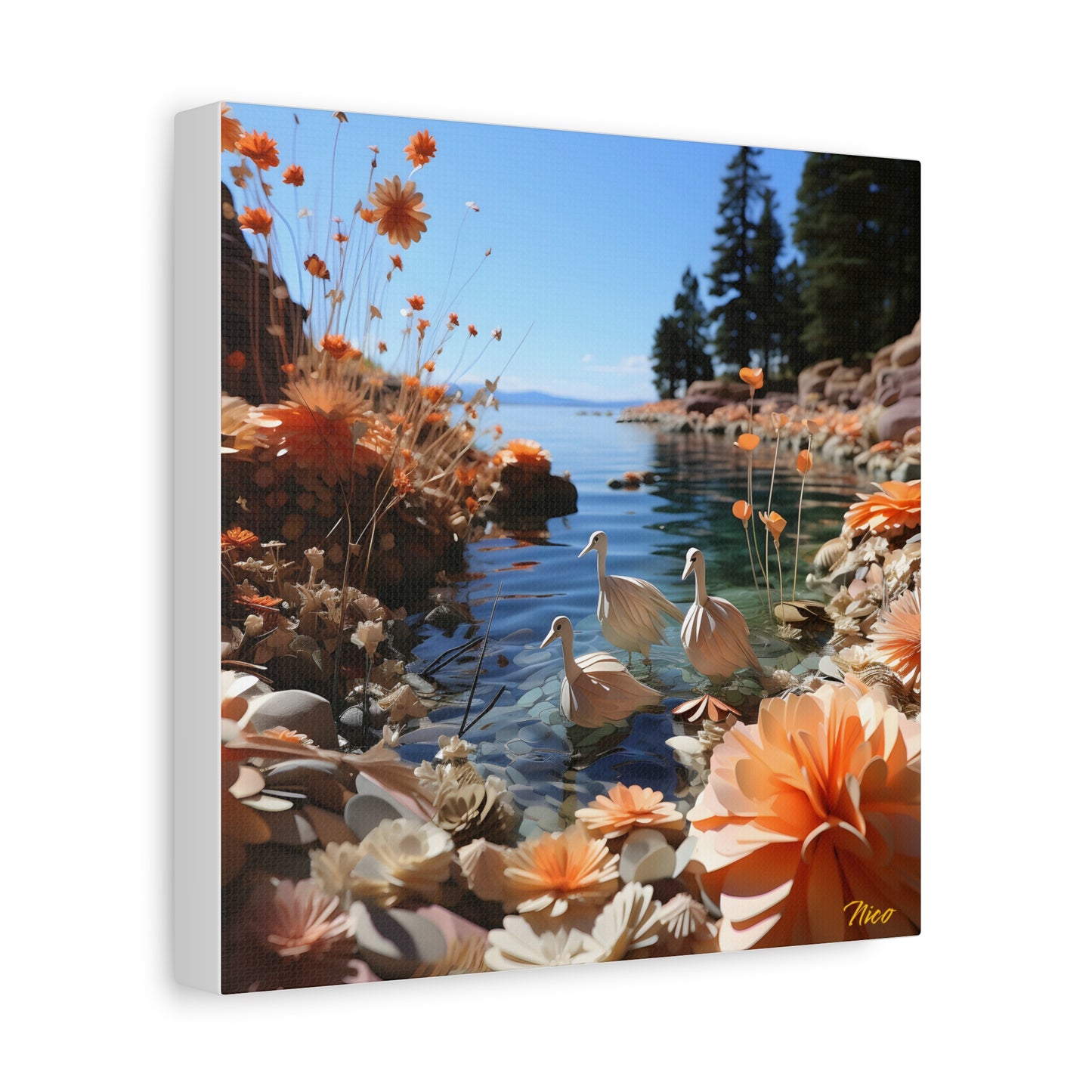 Atop The Mountain Lakeshore Series Print #4 - Streched Matte Canvas Print, 1.25" Thick