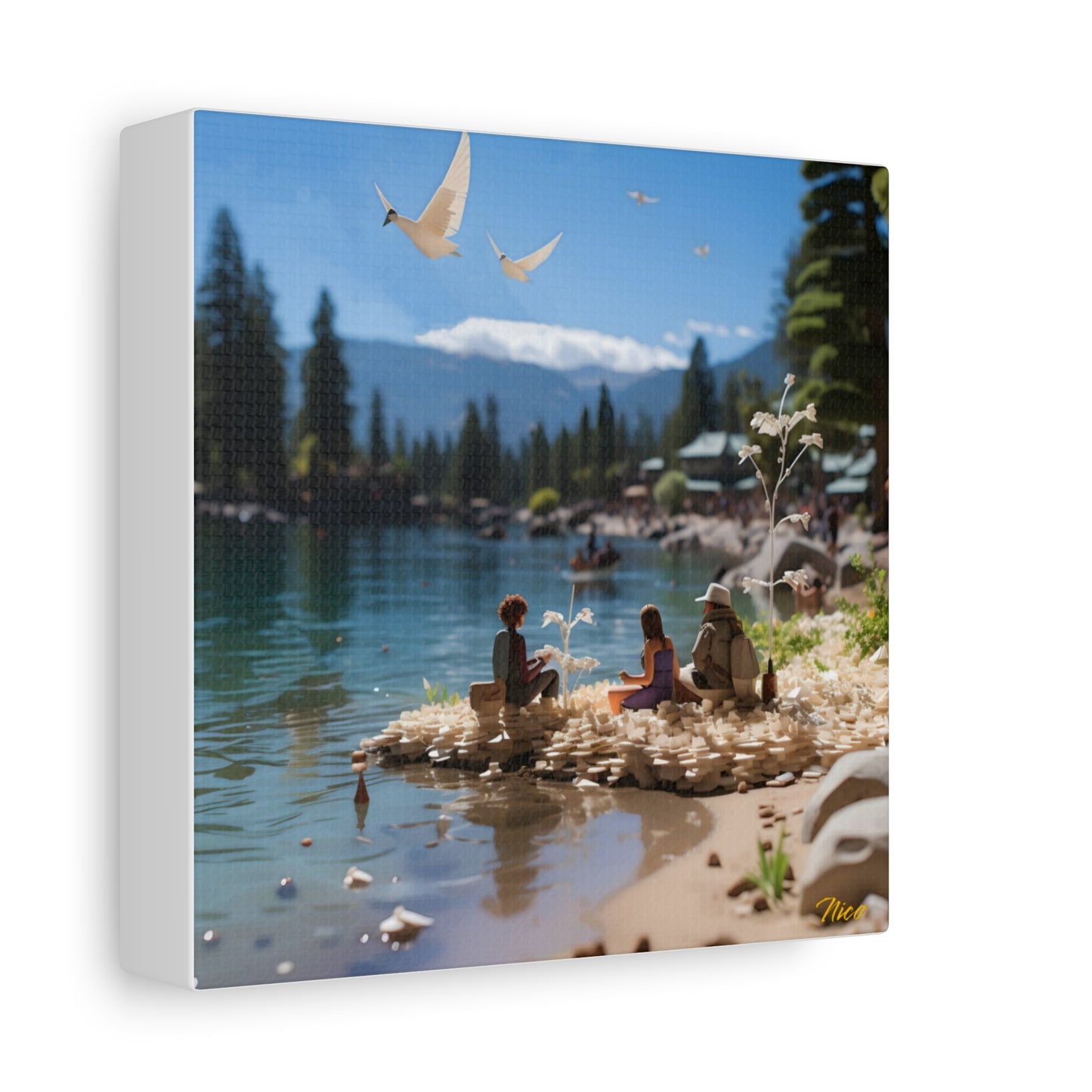 Atop The Mountain Lakeshore Series Print #7 - Streched Matte Canvas Print, 1.25" Thick