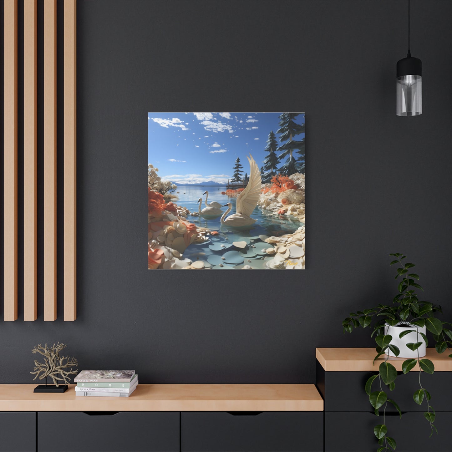 Atop The Mountain Lakeshore Series Print #1 - Streched Matte Canvas Print, 1.25" Thick