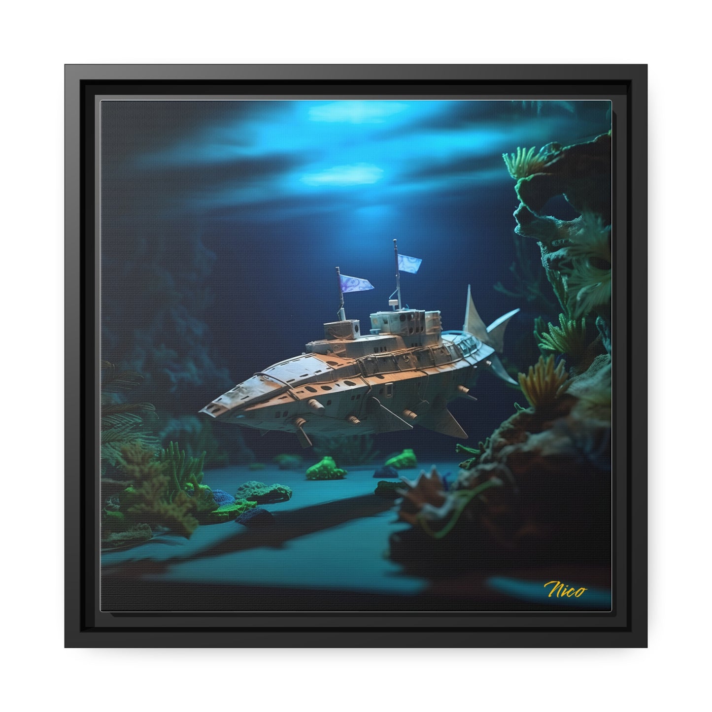 20,000 Under The Sea Series Print #3 - Black Framed Canvas Print