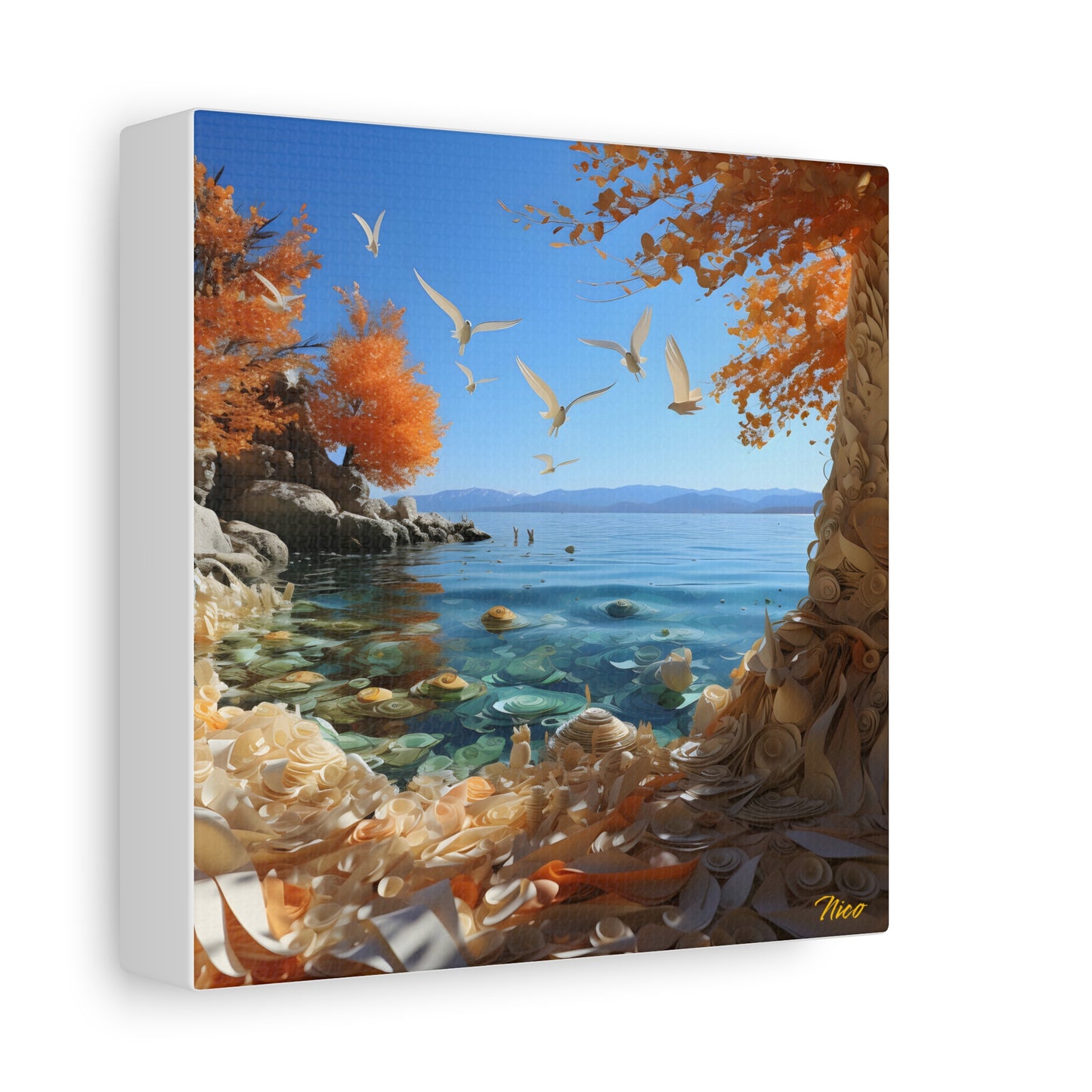Atop The Mountain Lakeshore Series Print #9 - Streched Matte Canvas Print, 1.25" Thick