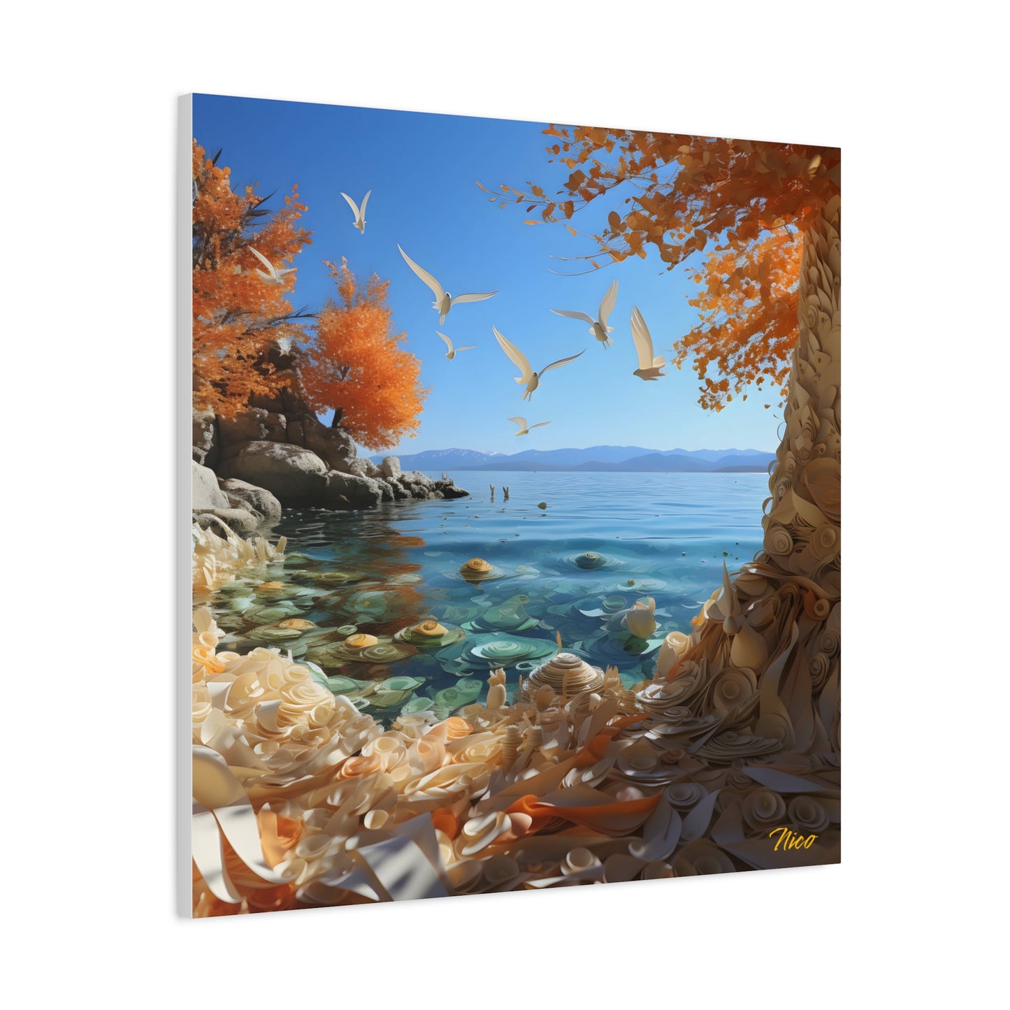 Atop The Mountain Lakeshore Series Print #9 - Streched Matte Canvas Print, 1.25" Thick