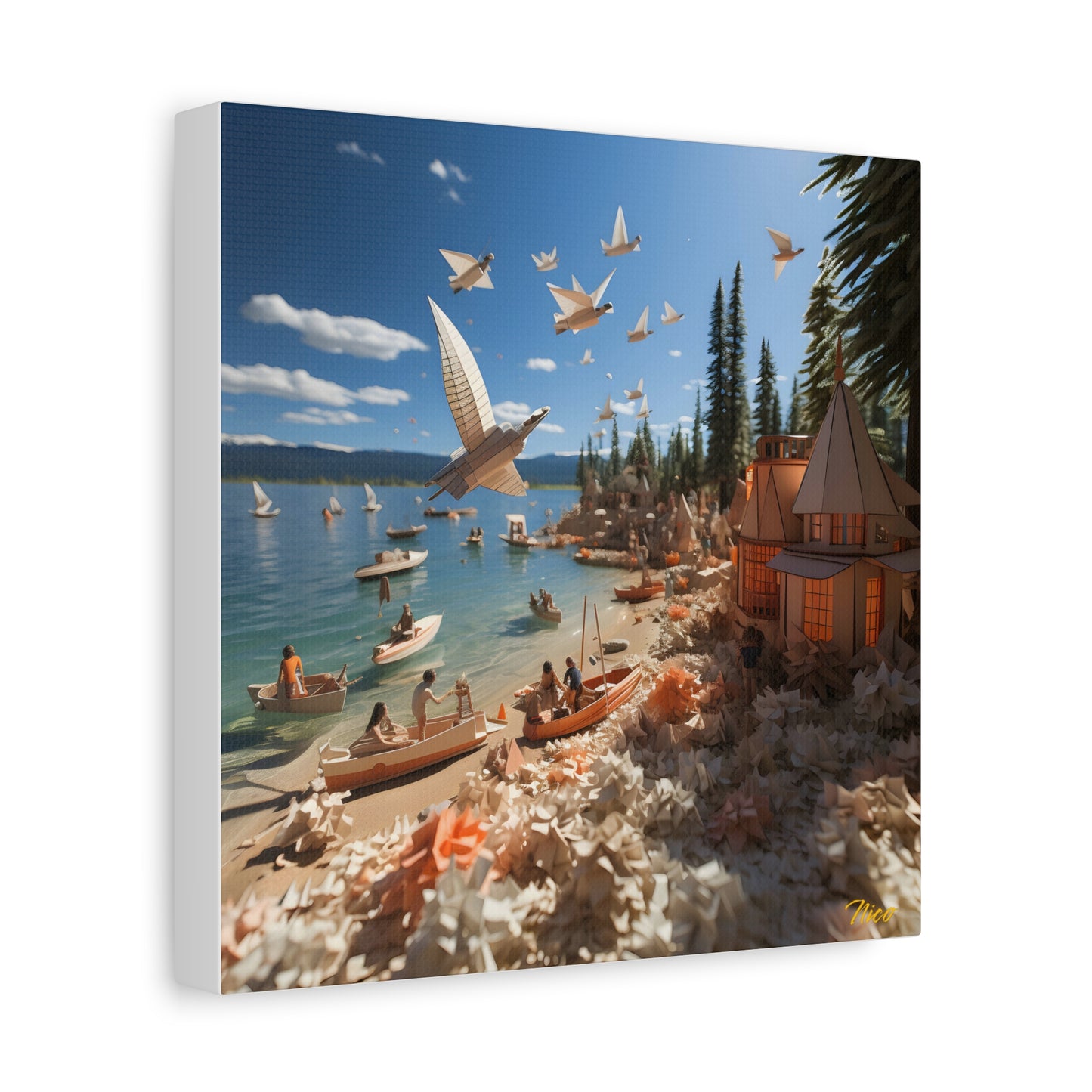 Atop The Mountain Lakeshore Series Print #6 - Streched Matte Canvas Print, 1.25" Thick