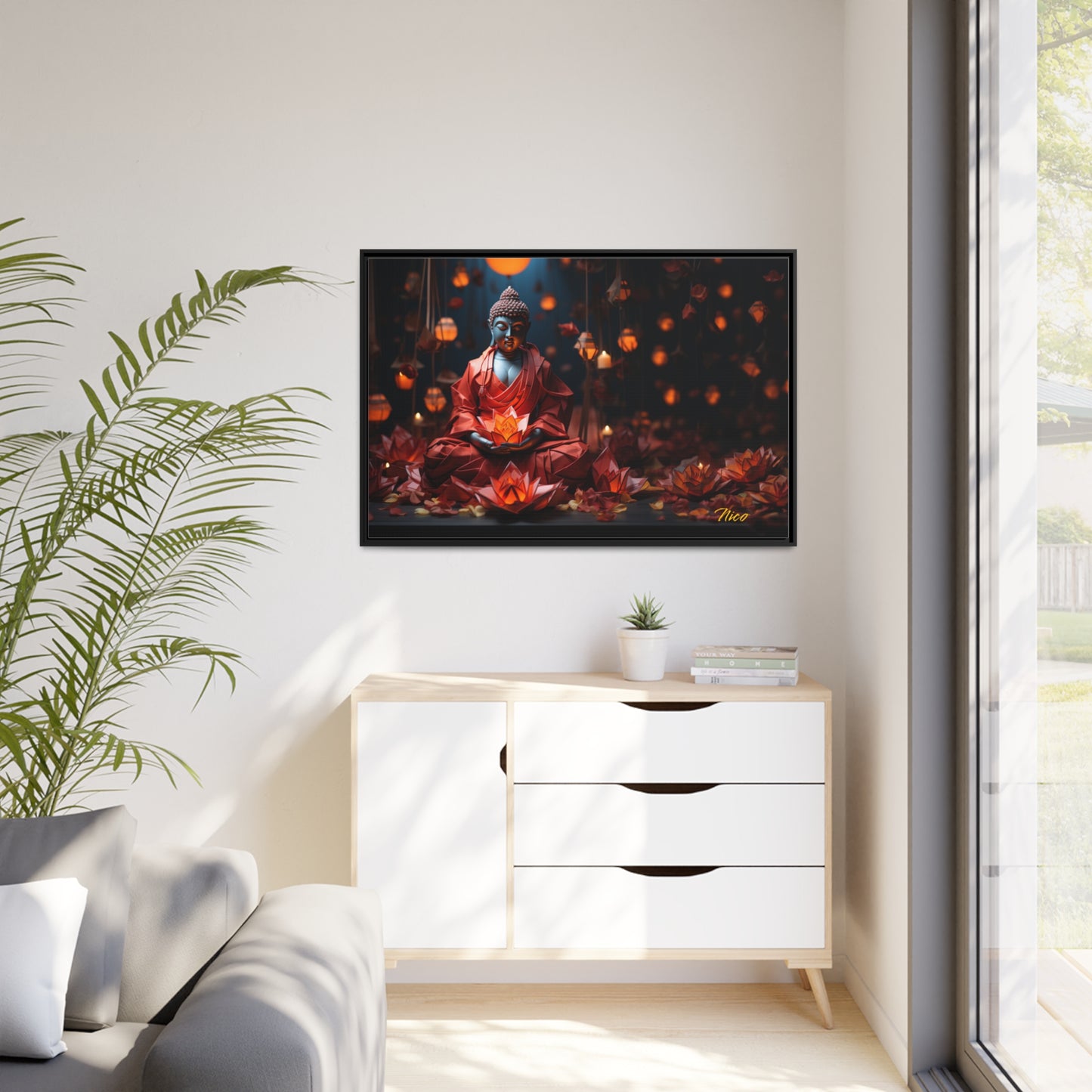 Ascending Buddha Series Print #2 - Black Framed Canvas Print