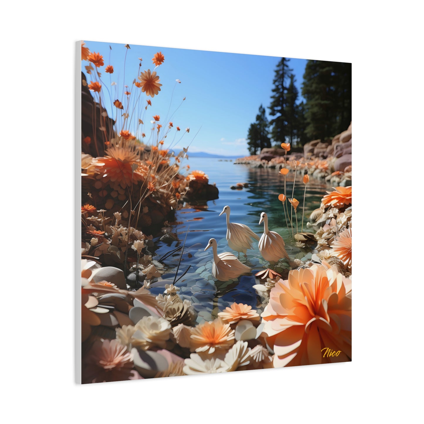 Atop The Mountain Lakeshore Series Print #4 - Streched Matte Canvas Print, 1.25" Thick