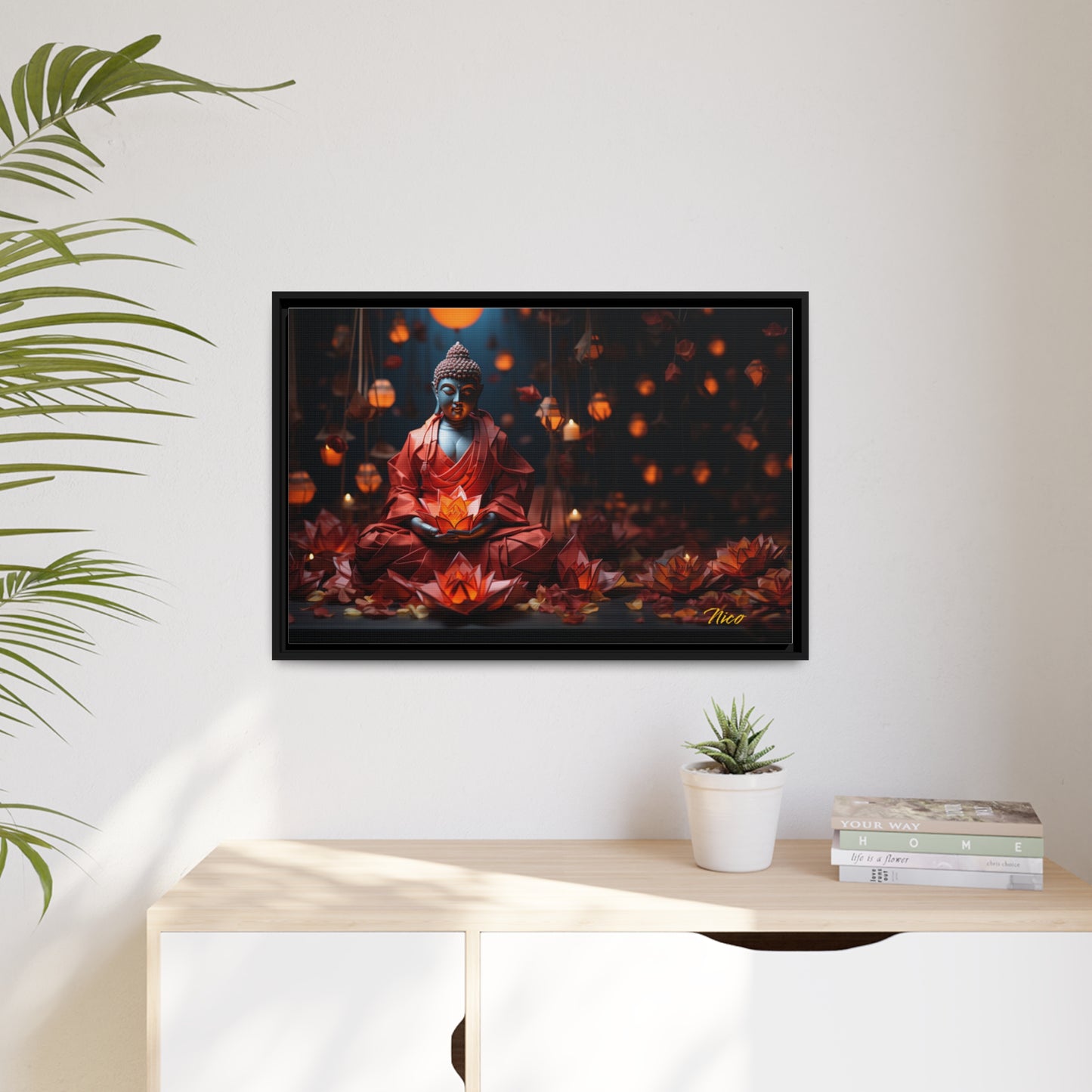 Ascending Buddha Series Print #2 - Black Framed Canvas Print