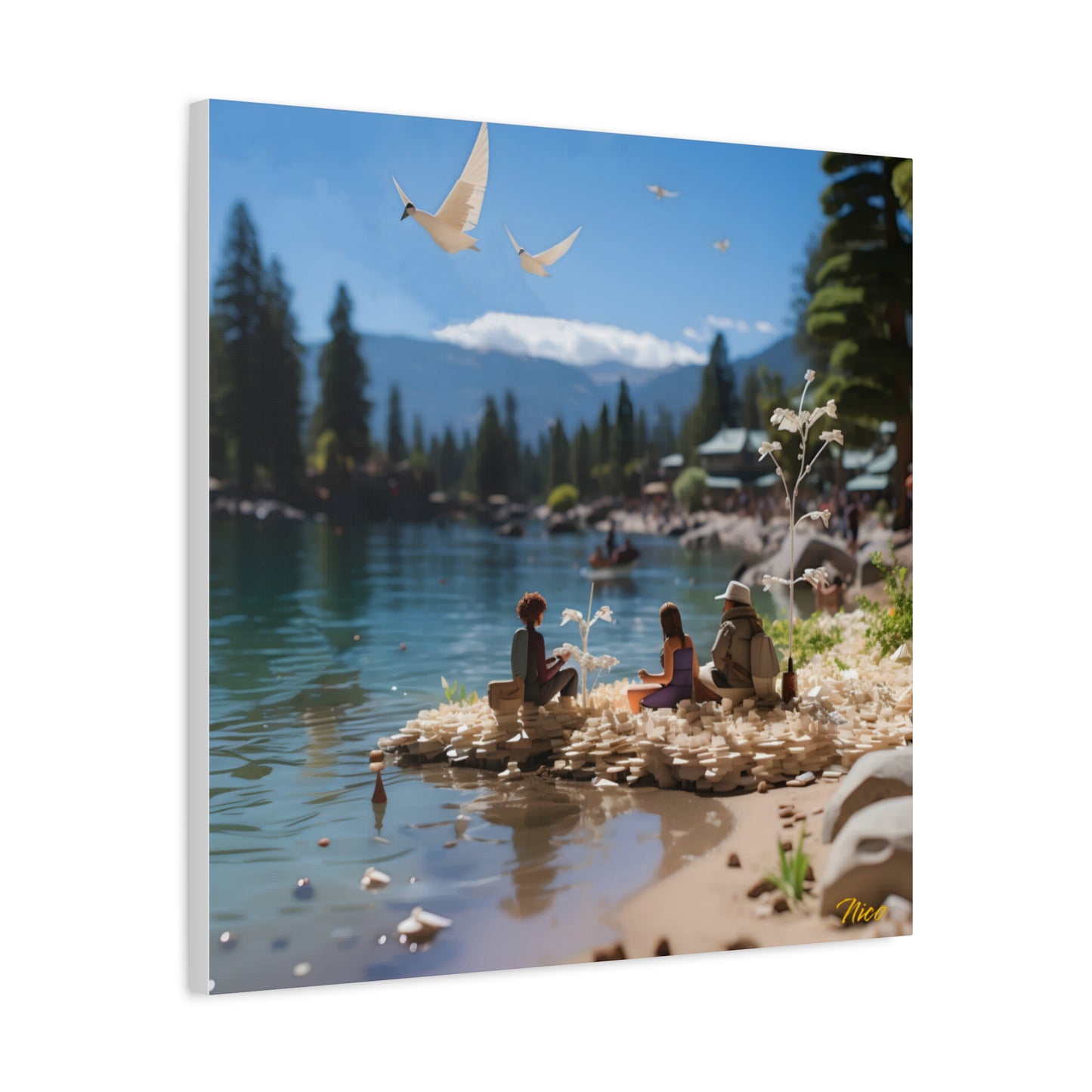 Atop The Mountain Lakeshore Series Print #7 - Streched Matte Canvas Print, 1.25" Thick