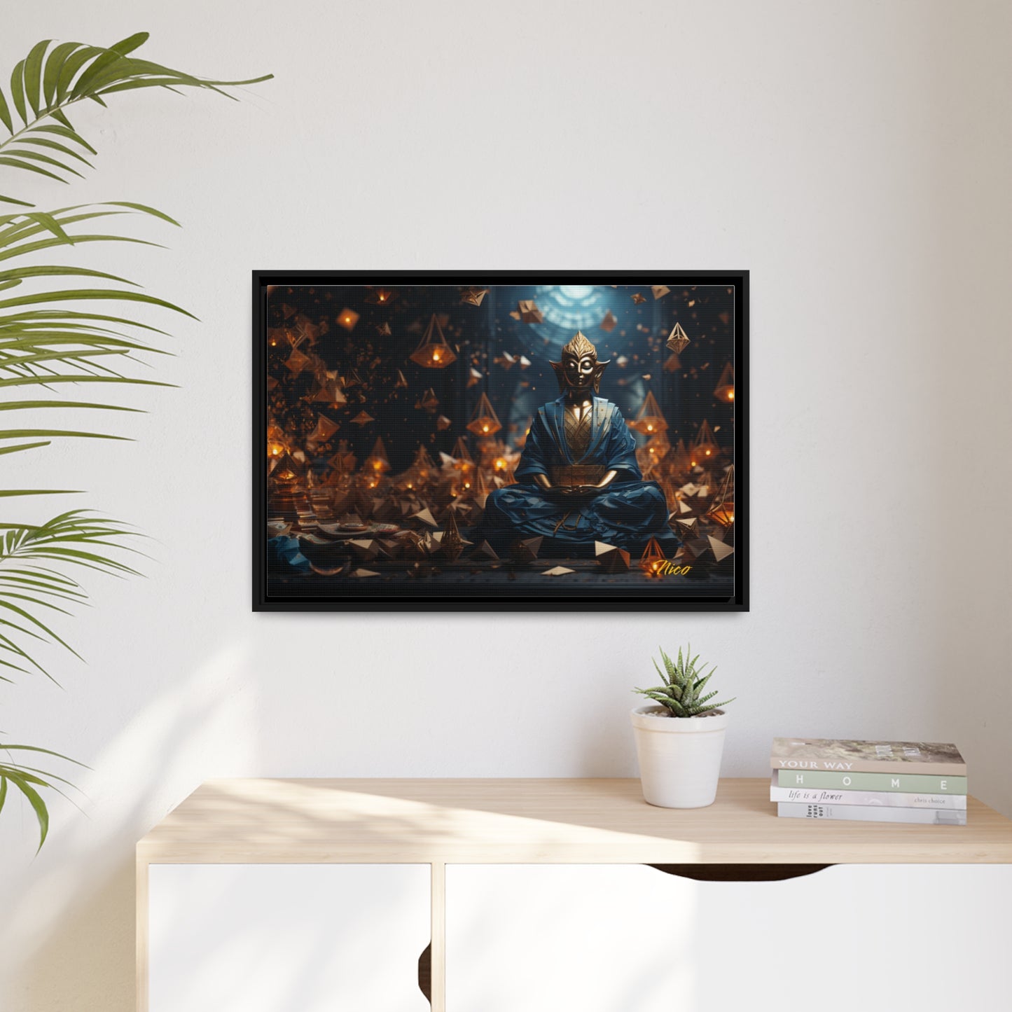 Ascending Buddha Series Print #1 - Black Framed Canvas Print