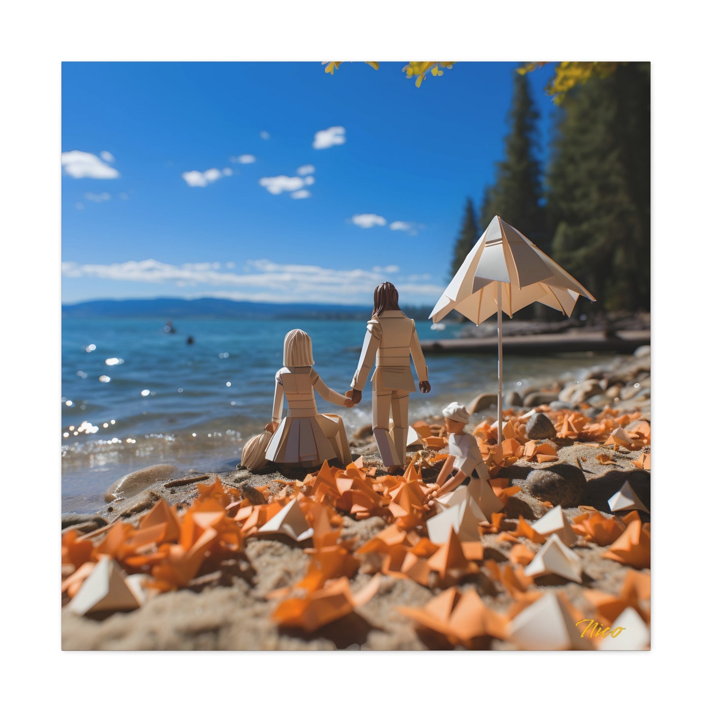 Atop The Mountain Lakeshore Series Print #5 - Streched Matte Canvas Print, 1.25" Thick