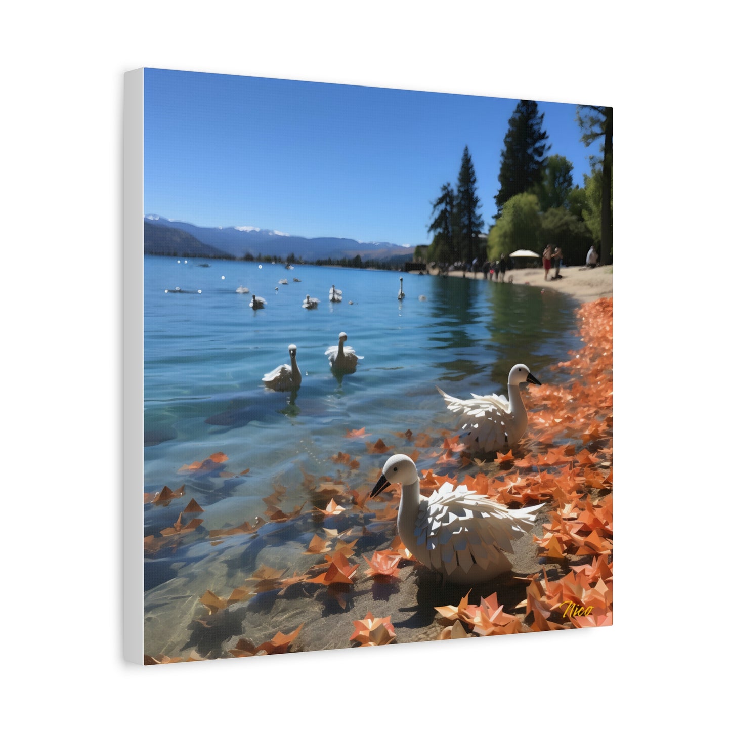 Atop The Mountain Lakeshore Series Print #2 - Streched Matte Canvas Print, 1.25" Thick