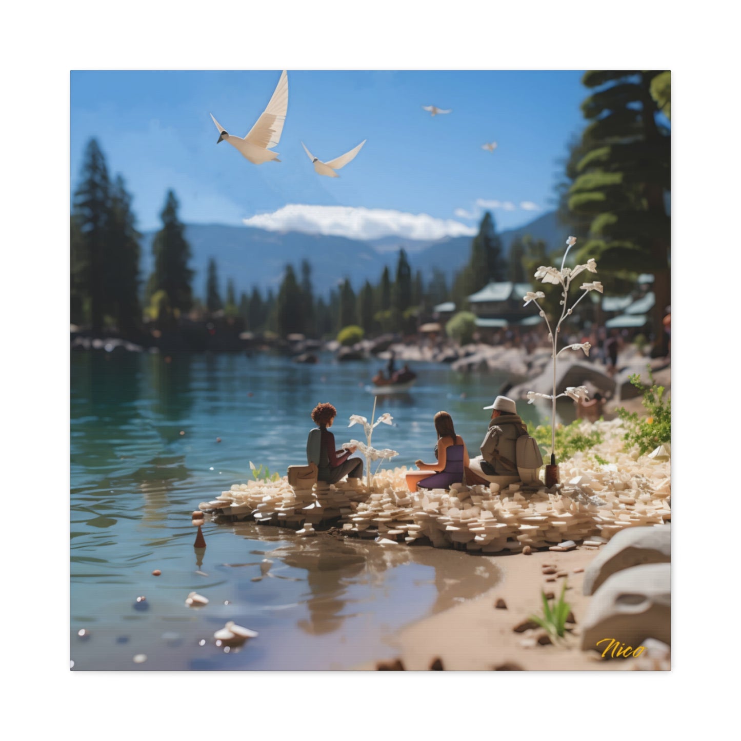 Atop The Mountain Lakeshore Series Print #7 - Streched Matte Canvas Print, 1.25" Thick