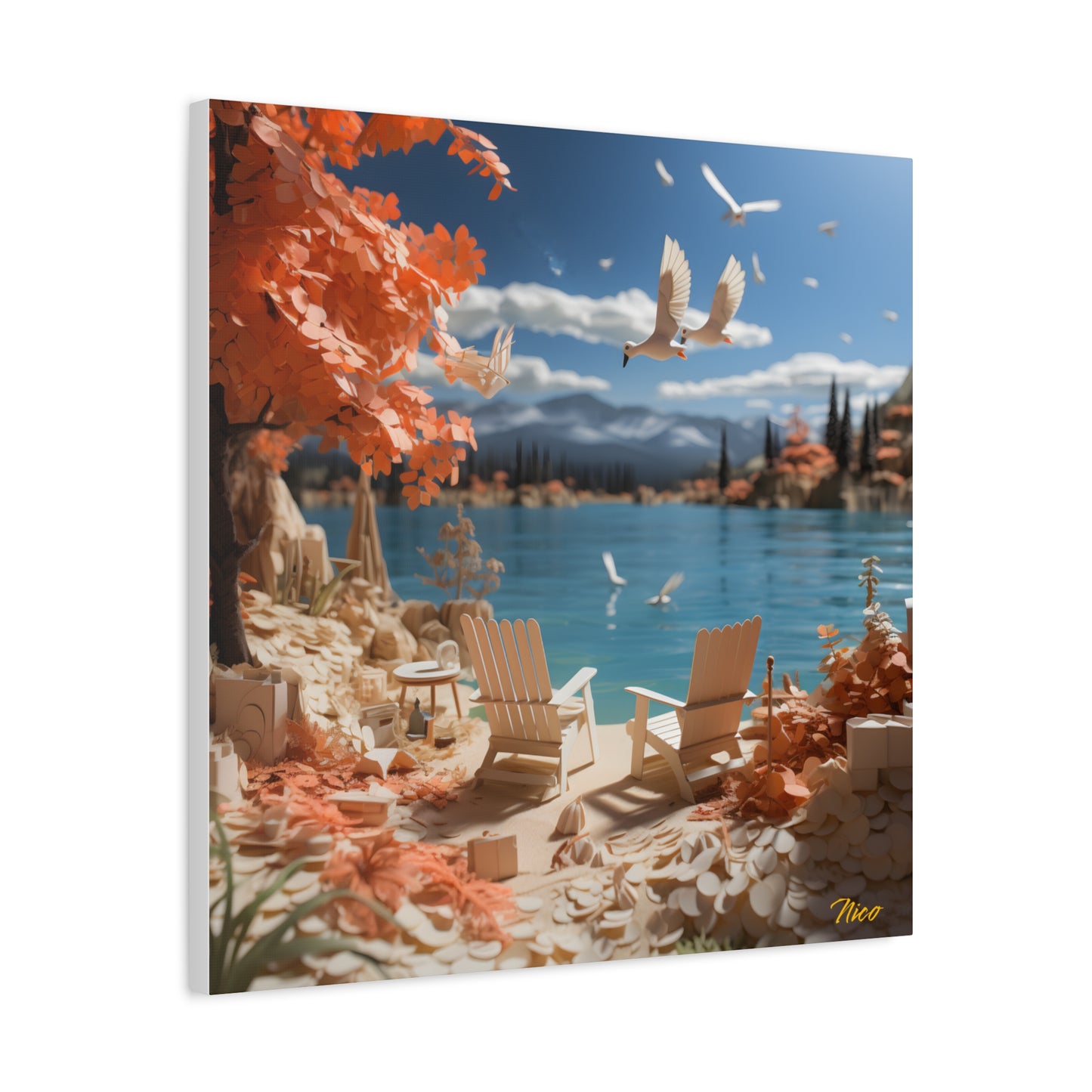 Atop The Mountain Lakeshore Series Print #10 - Streched Matte Canvas Print, 1.25" Thick
