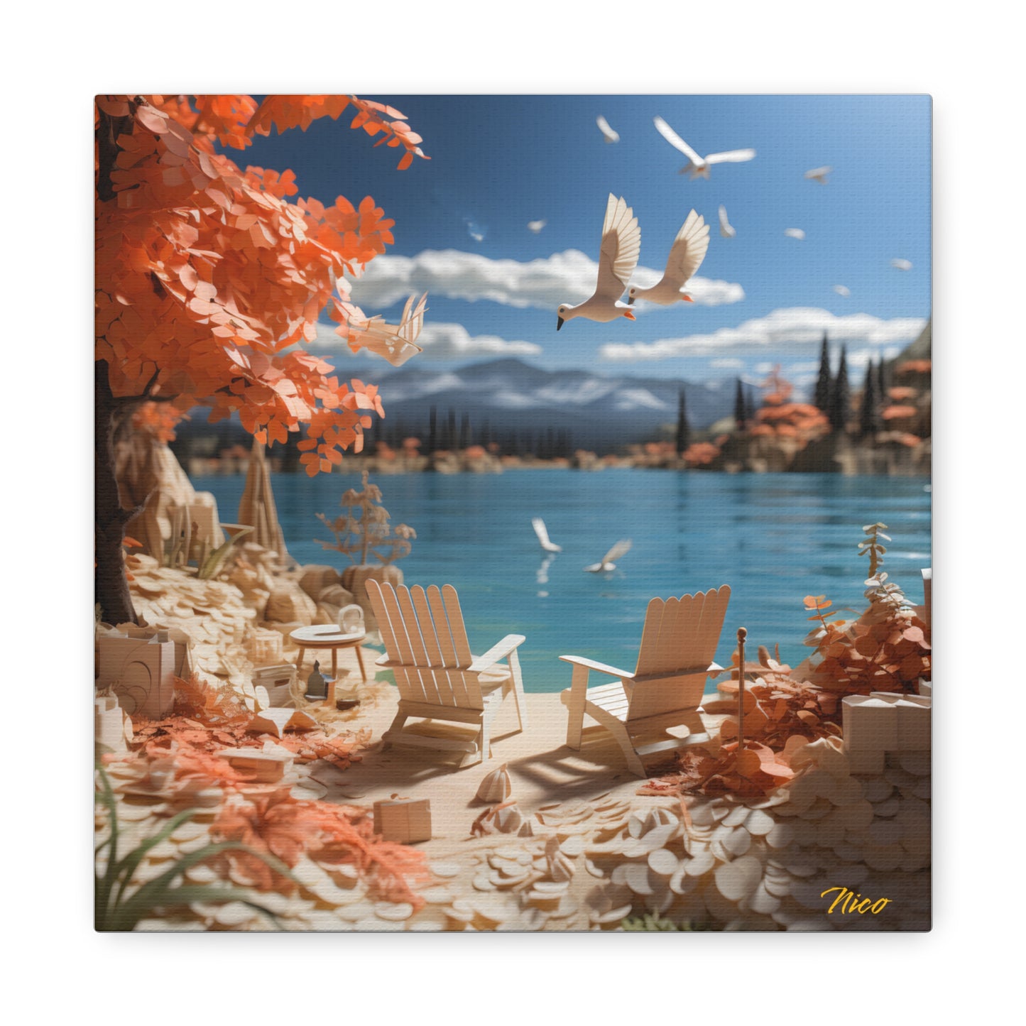 Atop The Mountain Lakeshore Series Print #10 - Streched Matte Canvas Print, 1.25" Thick