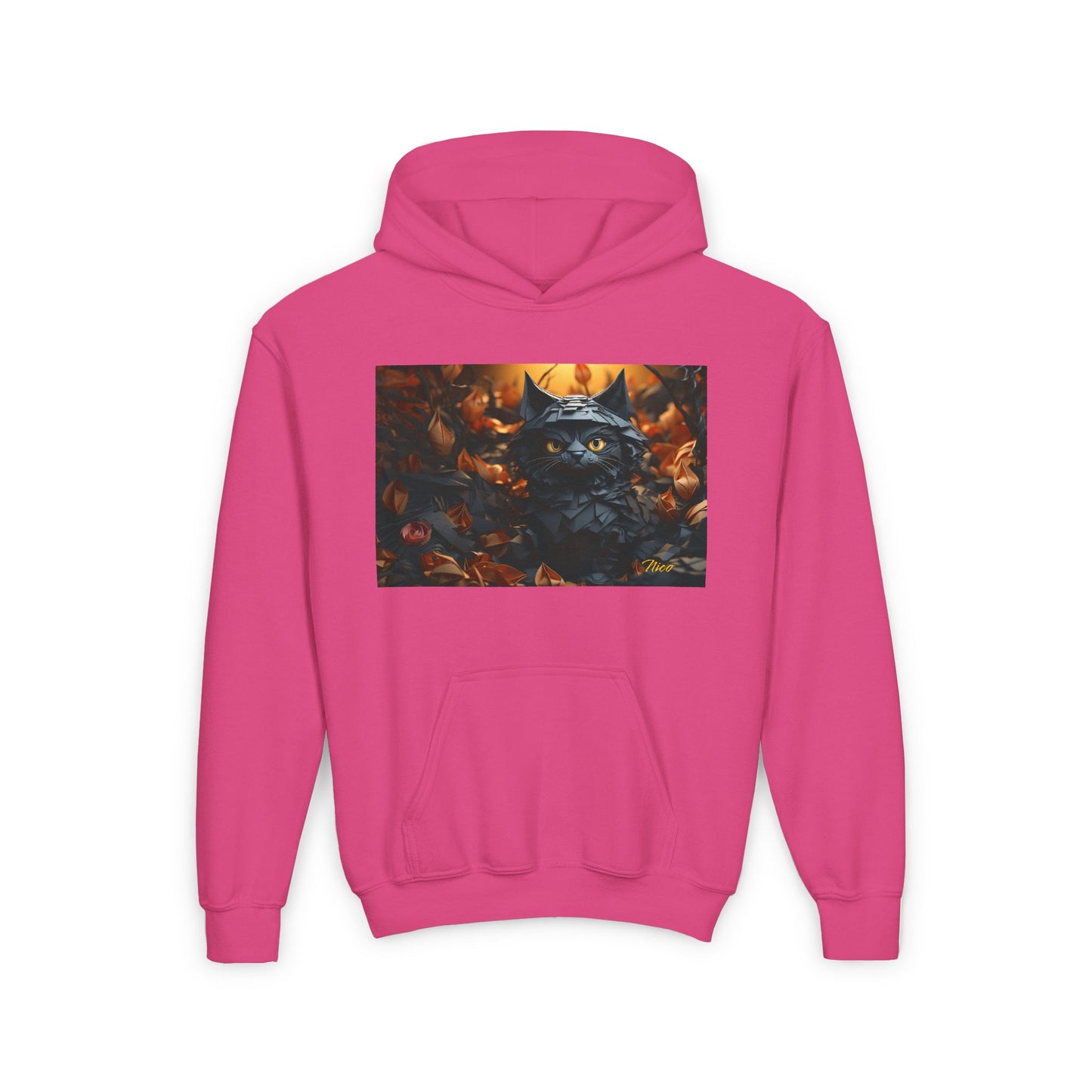 Halloween 2024 Series Print #2 "The Kitty Of Evil!" Youth Heavy Blend Hooded Sweatshirt