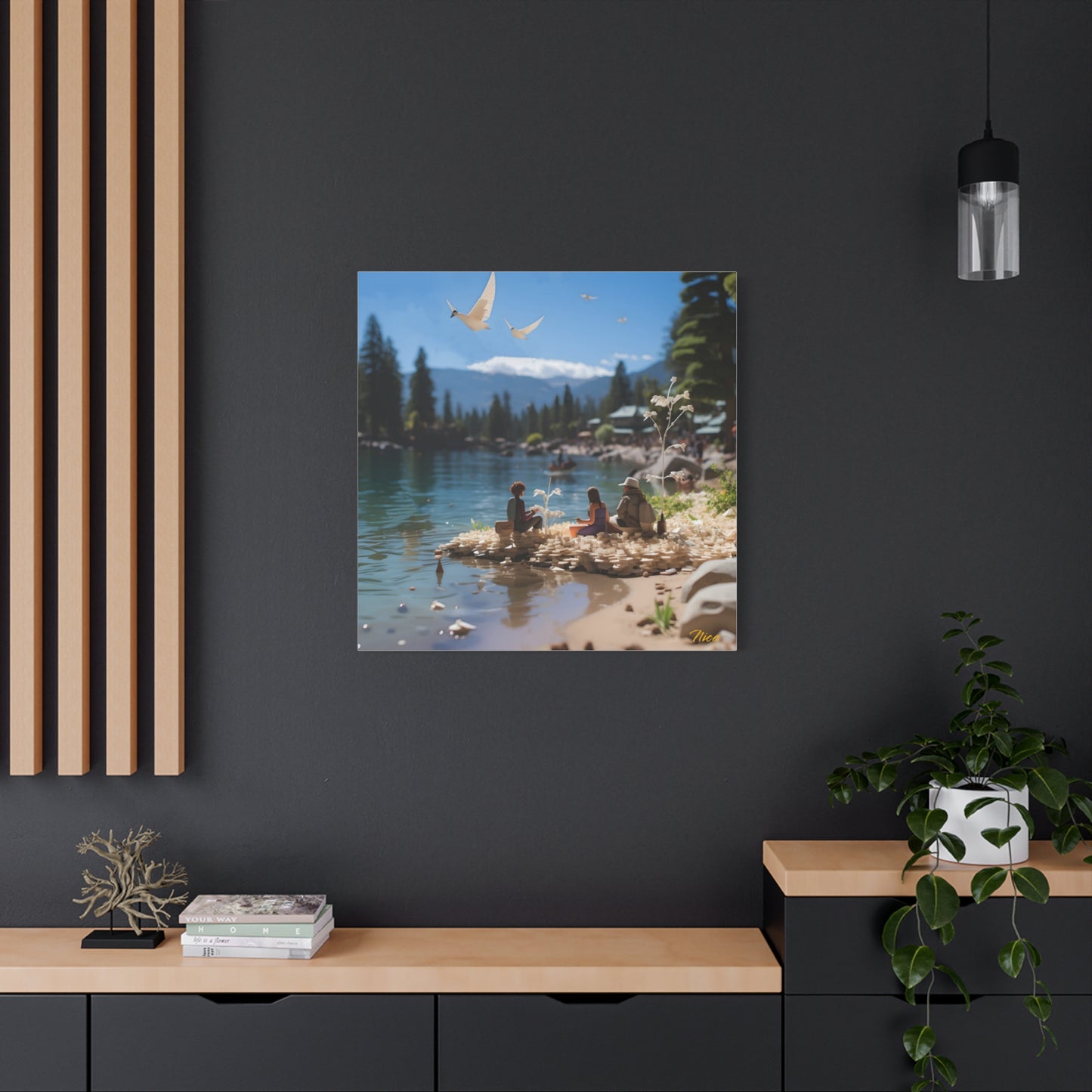 Atop The Mountain Lakeshore Series Print #7 - Streched Matte Canvas Print, 1.25" Thick