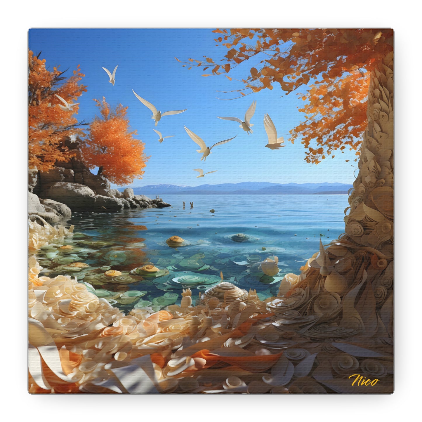 Atop The Mountain Lakeshore Series Print #9 - Streched Matte Canvas Print, 1.25" Thick