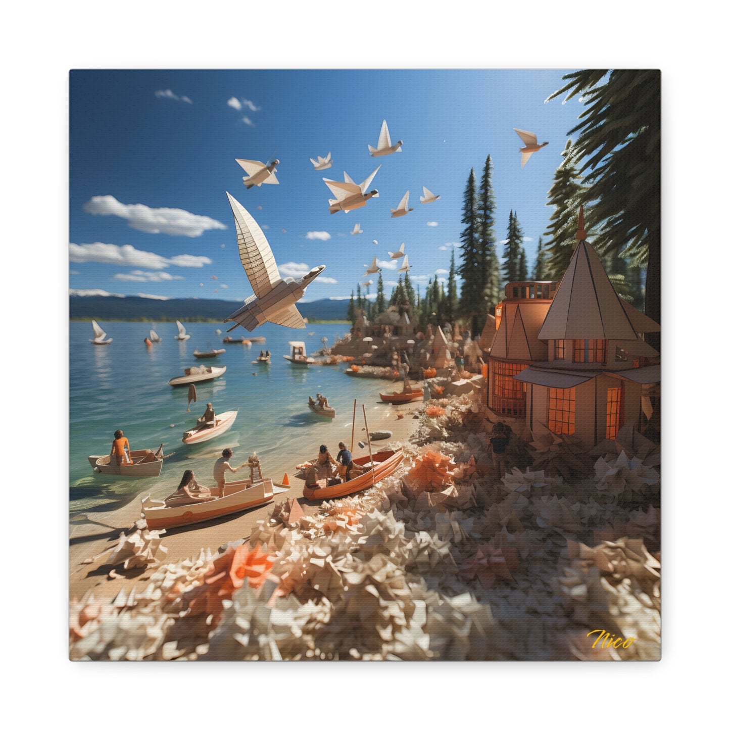 Atop The Mountain Lakeshore Series Print #6 - Streched Matte Canvas Print, 1.25" Thick