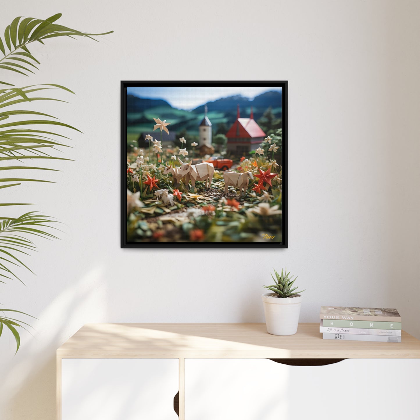 Meadow By The Farm Series Print #5 - Black Framed Canvas Print
