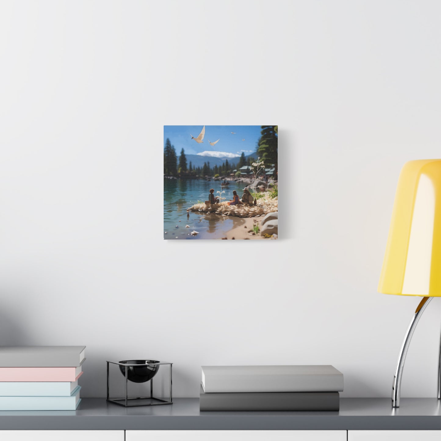 Atop The Mountain Lakeshore Series Print #7 - Streched Matte Canvas Print, 1.25" Thick