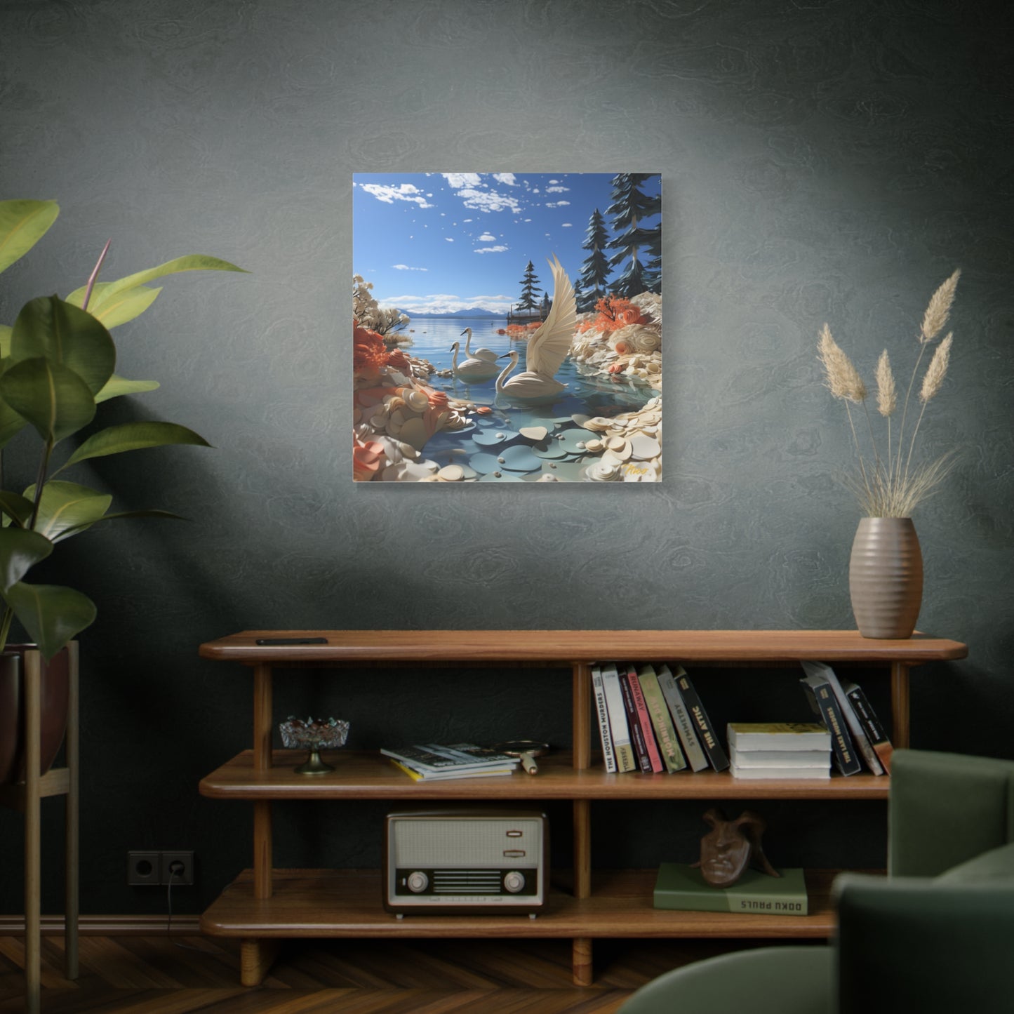 Atop The Mountain Lakeshore Series Print #1 - Streched Matte Canvas Print, 1.25" Thick