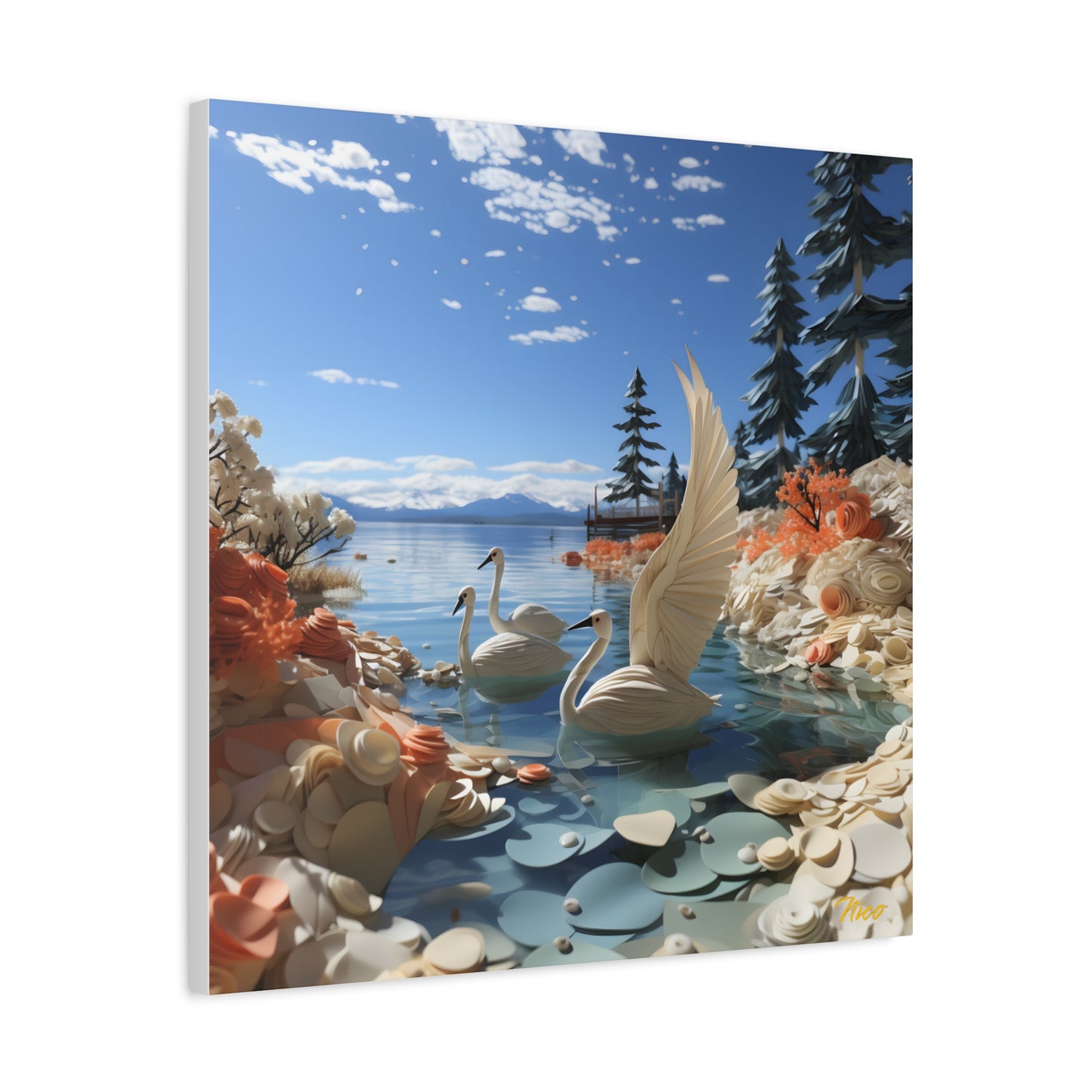 Atop The Mountain Lakeshore Series Print #1 - Streched Matte Canvas Print, 1.25" Thick