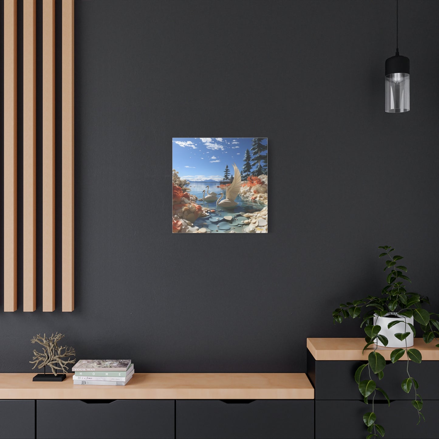 Atop The Mountain Lakeshore Series Print #1 - Streched Matte Canvas Print, 1.25" Thick