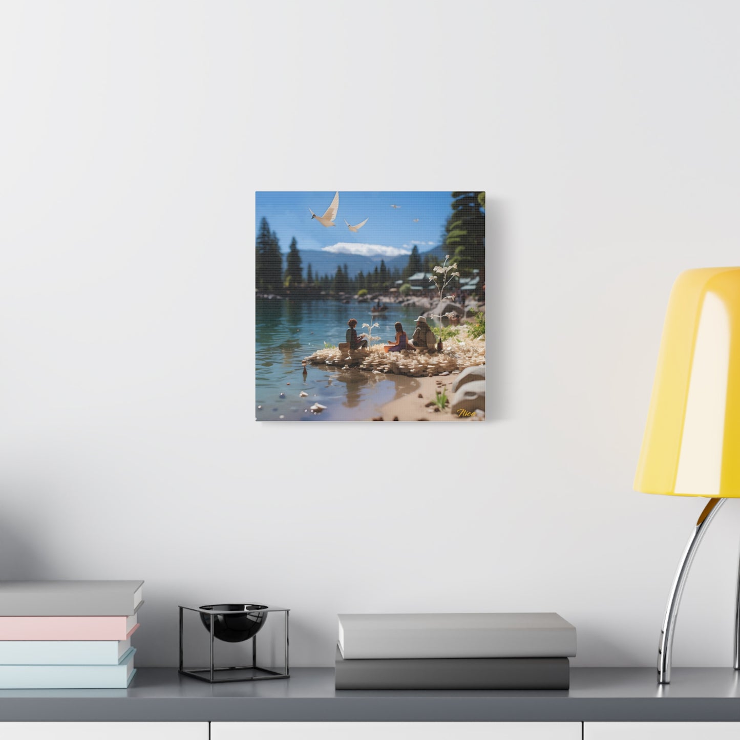 Atop The Mountain Lakeshore Series Print #7 - Streched Matte Canvas Print, 1.25" Thick