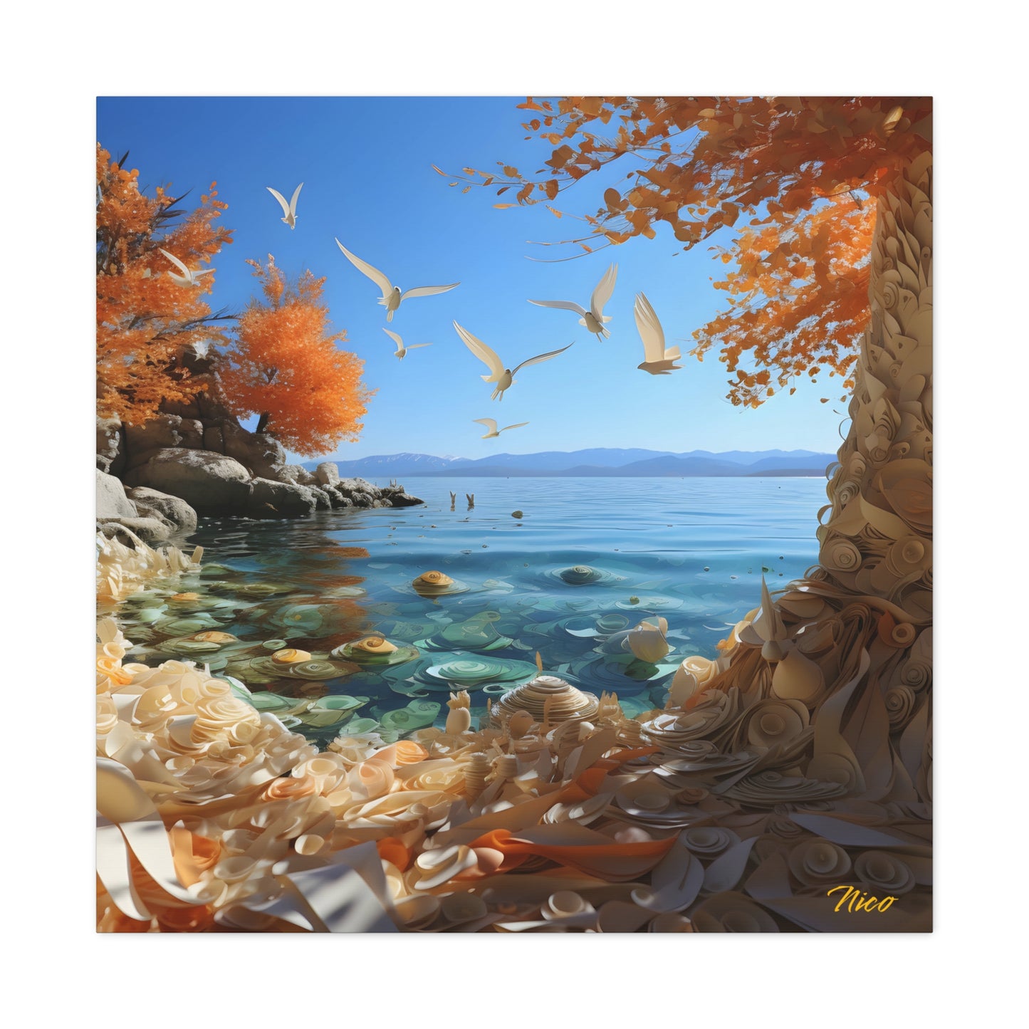 Atop The Mountain Lakeshore Series Print #9 - Streched Matte Canvas Print, 1.25" Thick