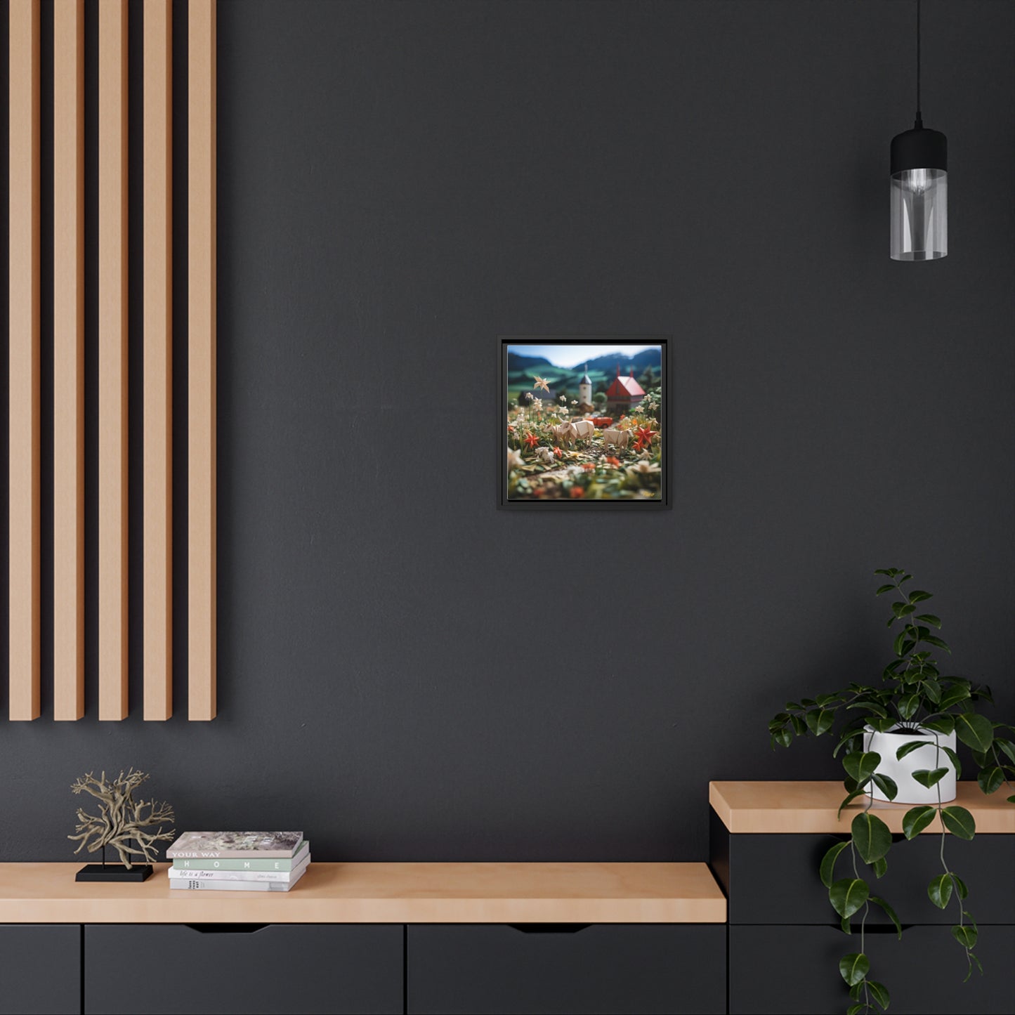 Meadow By The Farm Series Print #5 - Black Framed Canvas Print