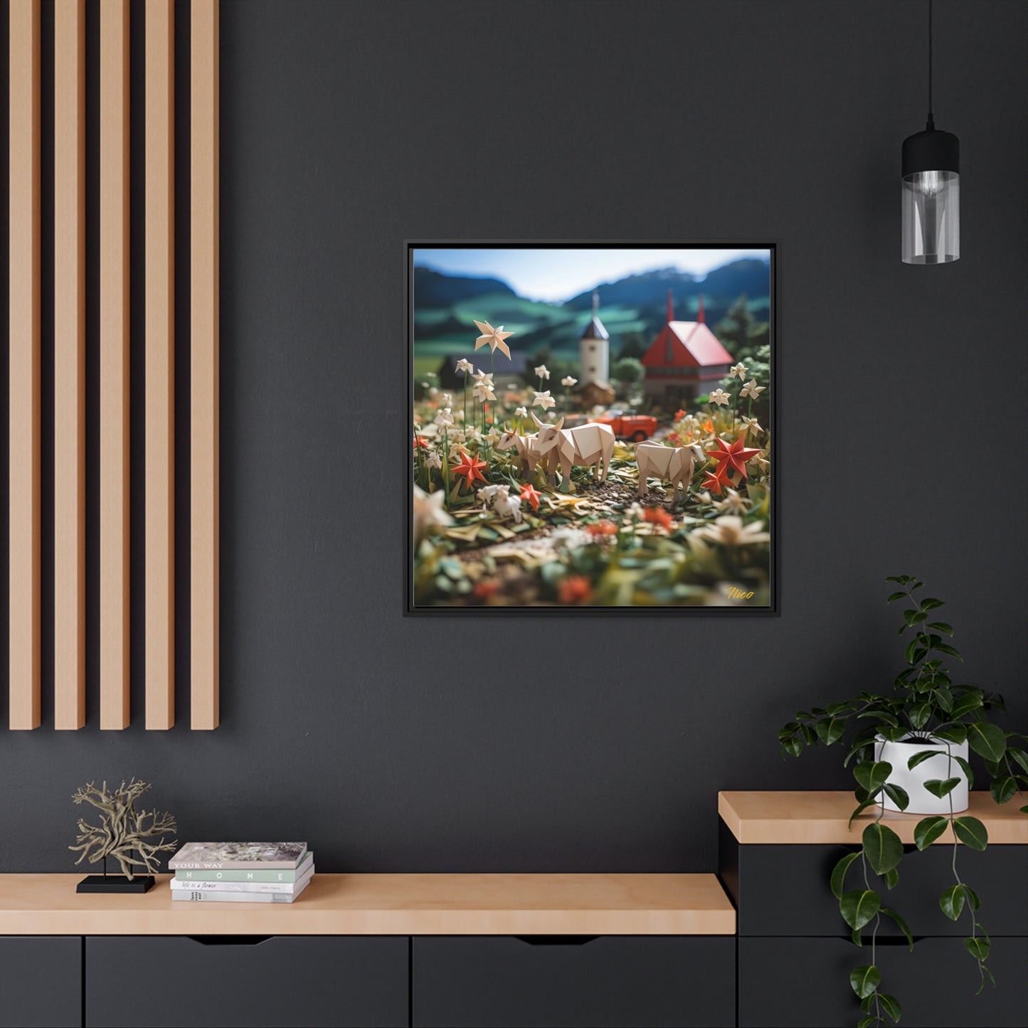 Meadow By The Farm Series Print #5 - Black Framed Canvas Print