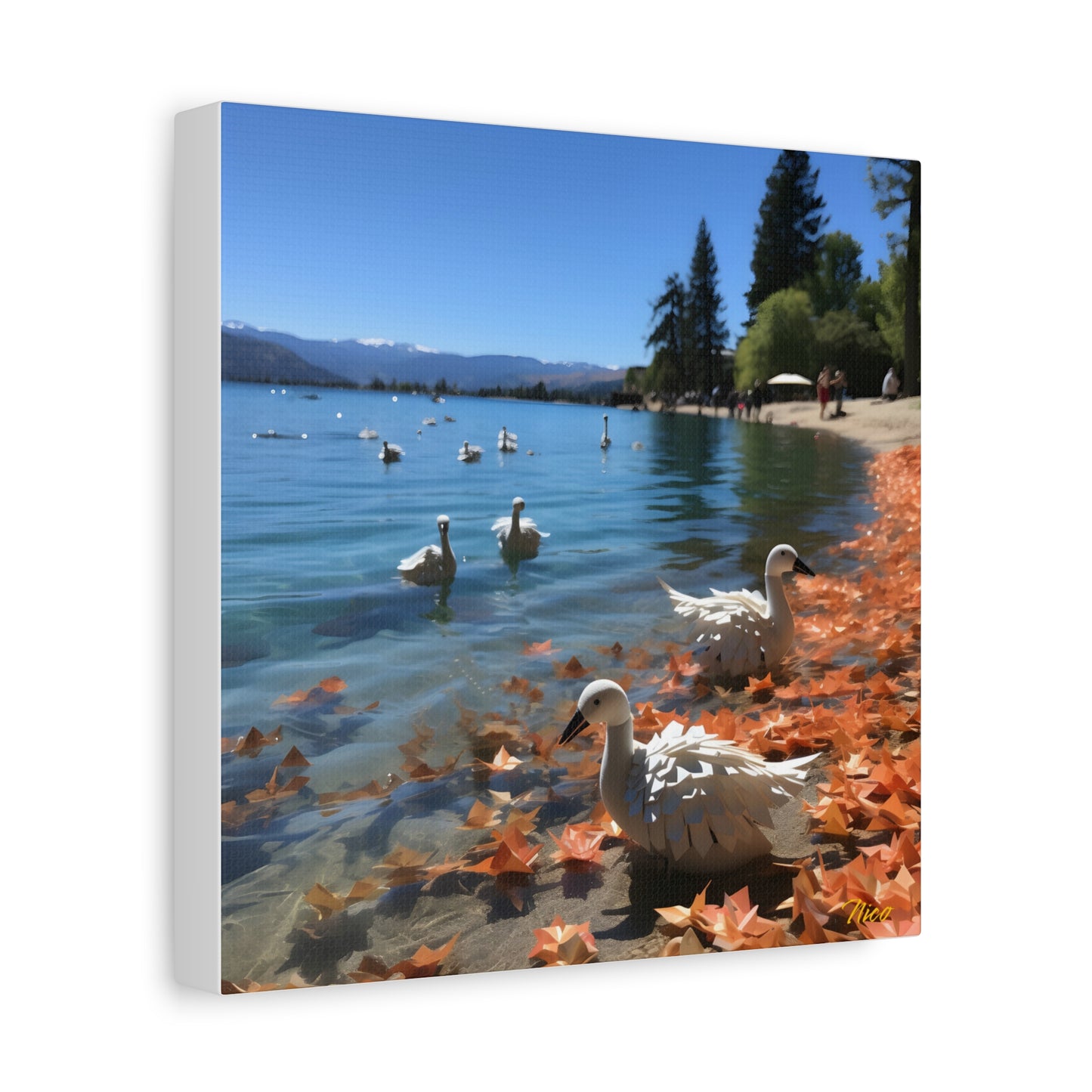 Atop The Mountain Lakeshore Series Print #2 - Streched Matte Canvas Print, 1.25" Thick